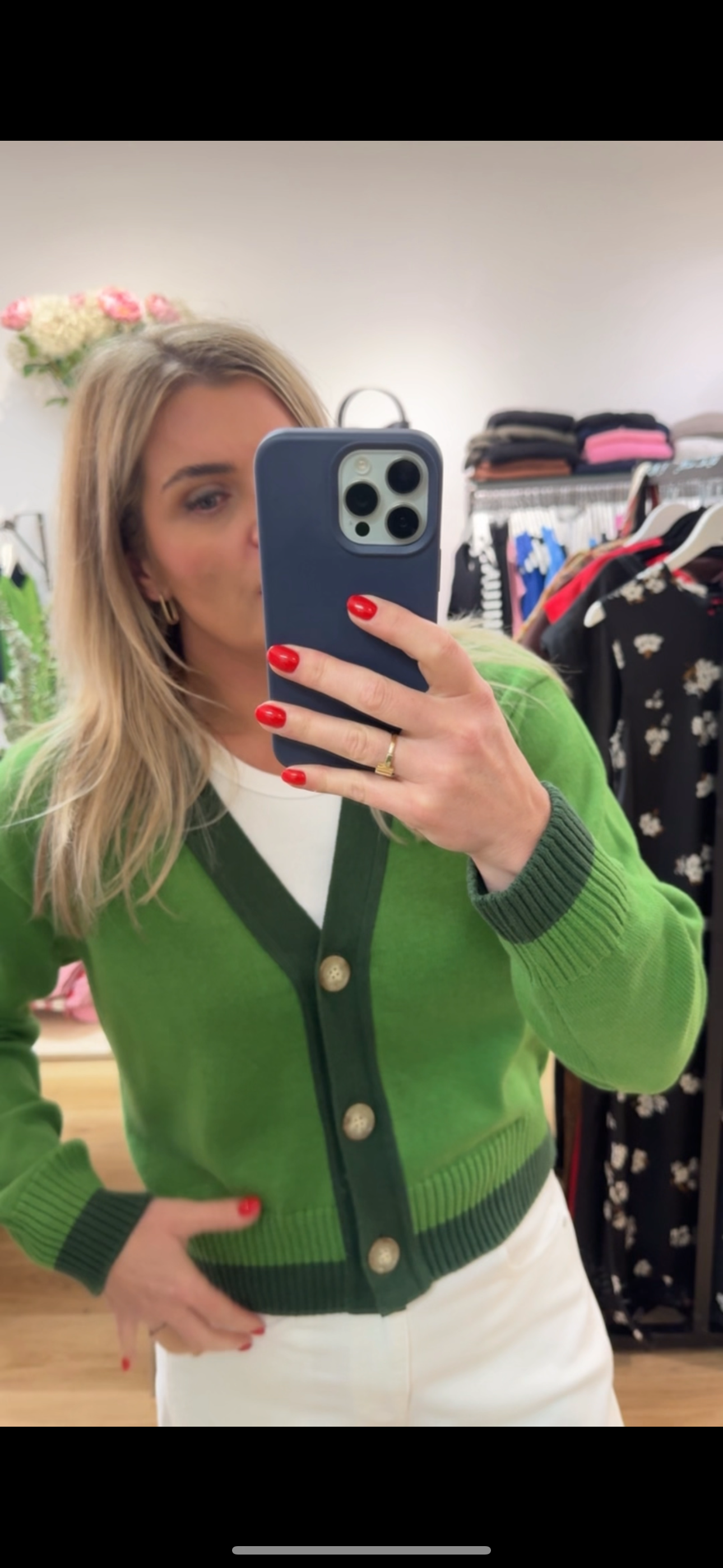 Tatano Contrast Cardi - Herb/Forest