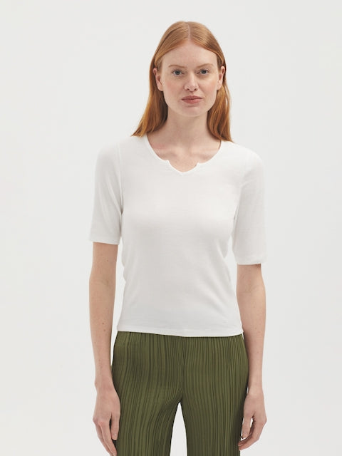 Nice Things Cotton/Modal Rib T-Shirt - White