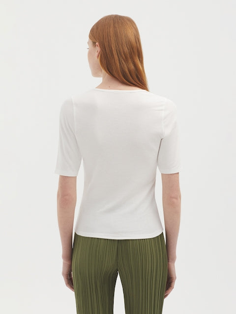 Nice Things Cotton/Modal Rib T-Shirt - White