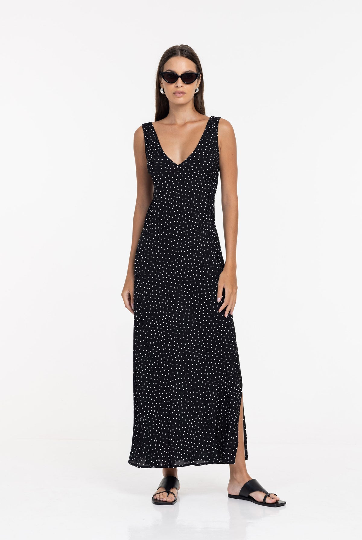 Alexandria Dress - Black w White Spot