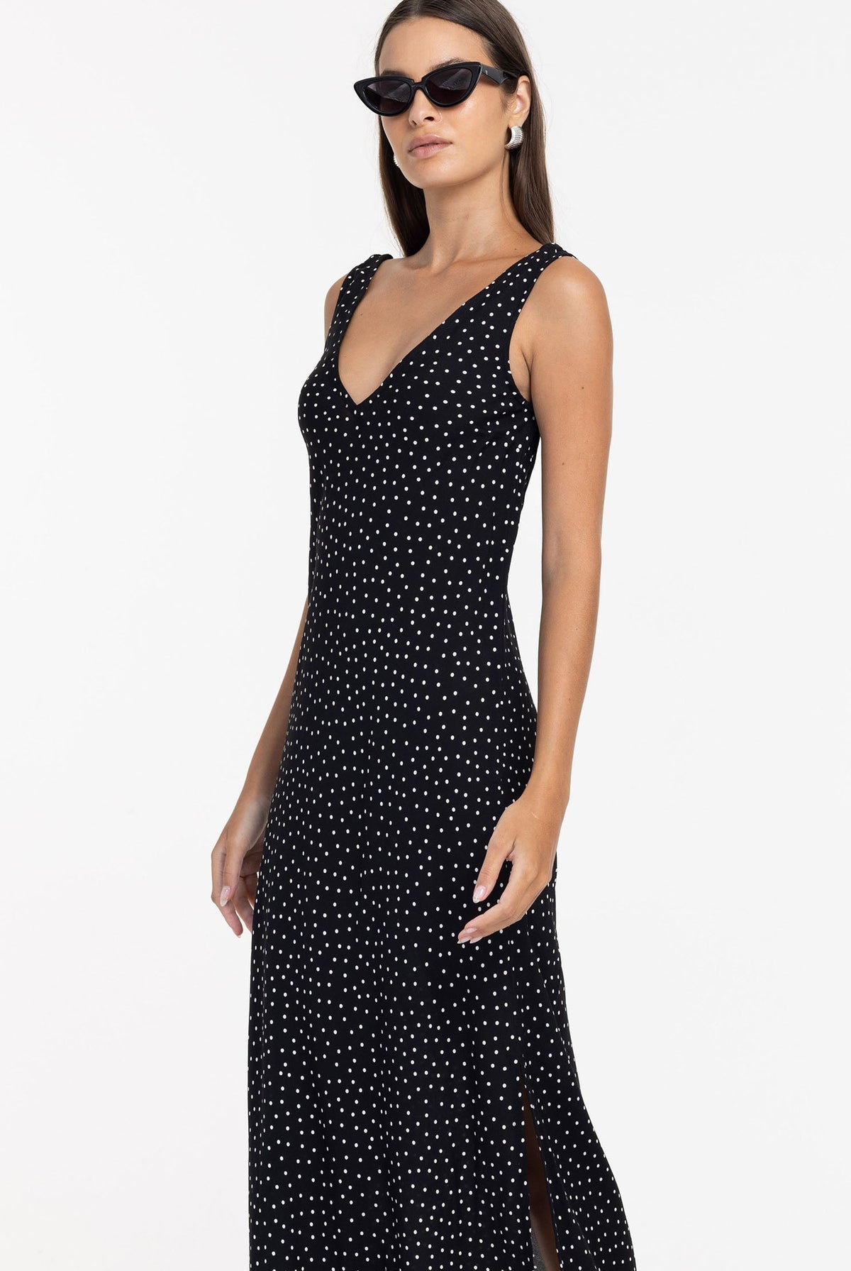 Alexandria Dress - Black w White Spot