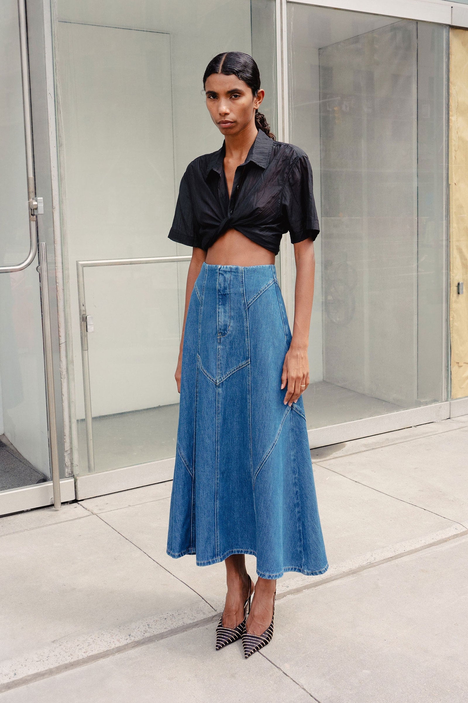 Rowie - Jeanette Denim Midi Skirt