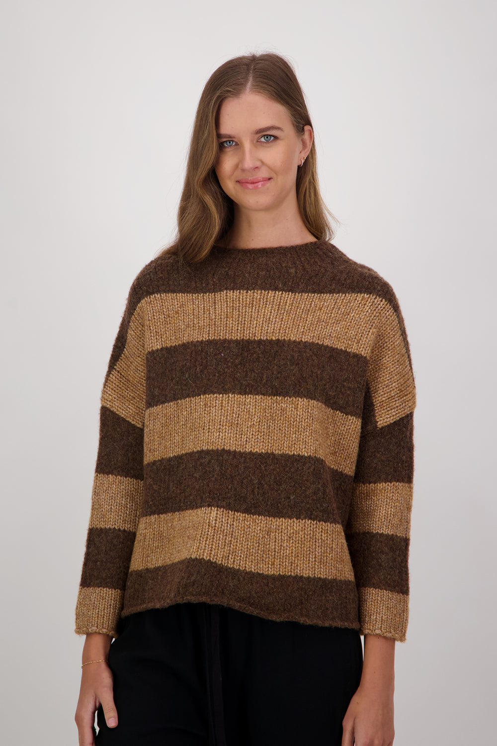 Briarwood Diaz Chocolate/Camel Stripe Sweater