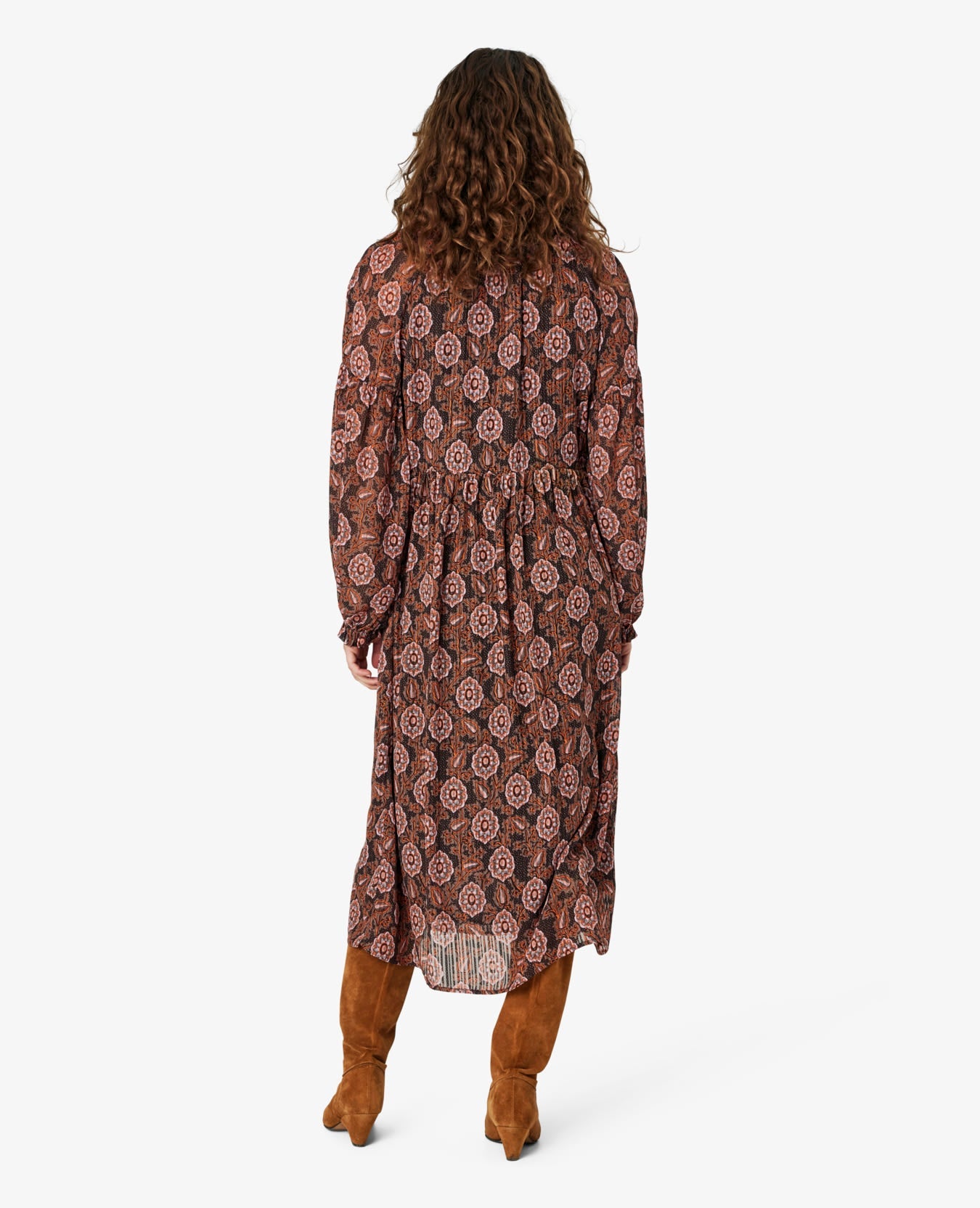 Noa Noa Oriental Georgette Dress - Print Brown/Pink