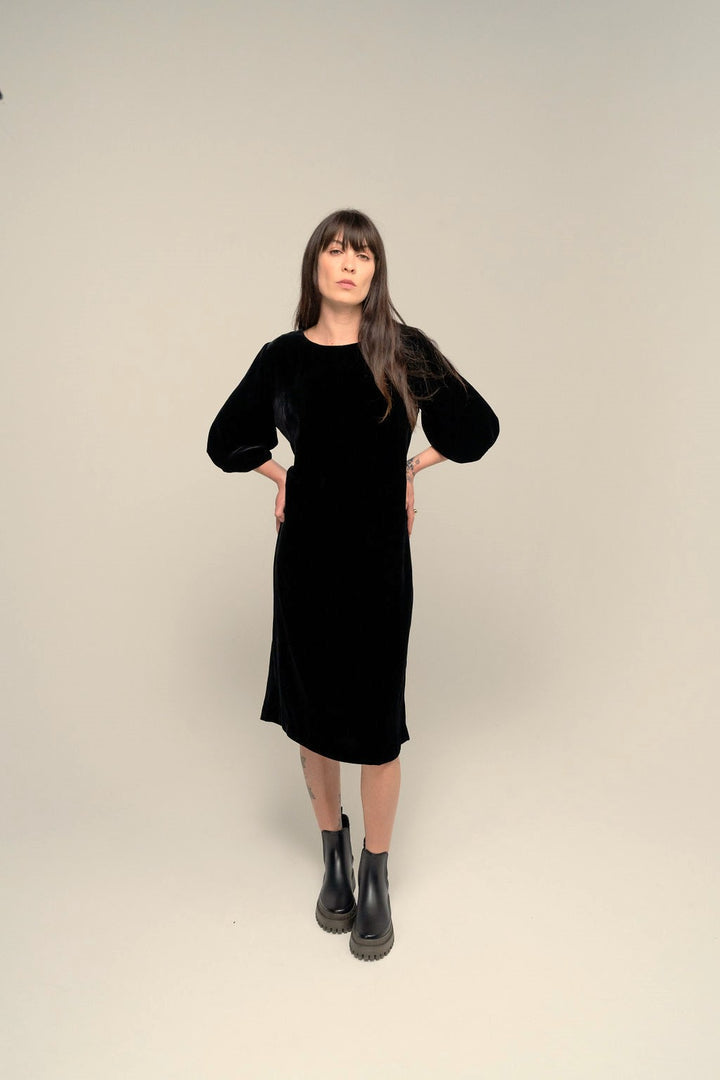 Tanya Carlson Velvet Anna Dress - Black
