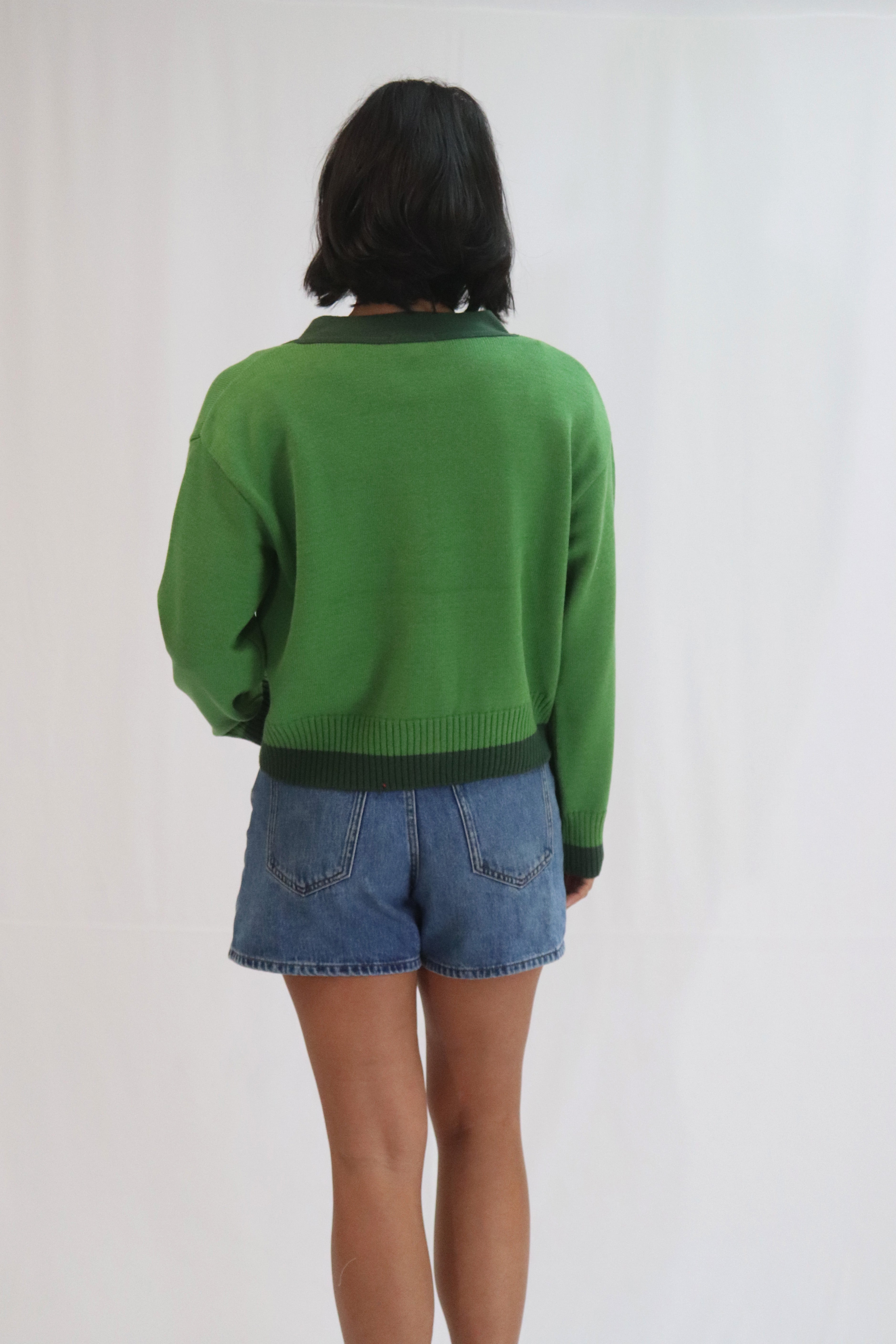 Contrast Cardi - Herb/Forest
