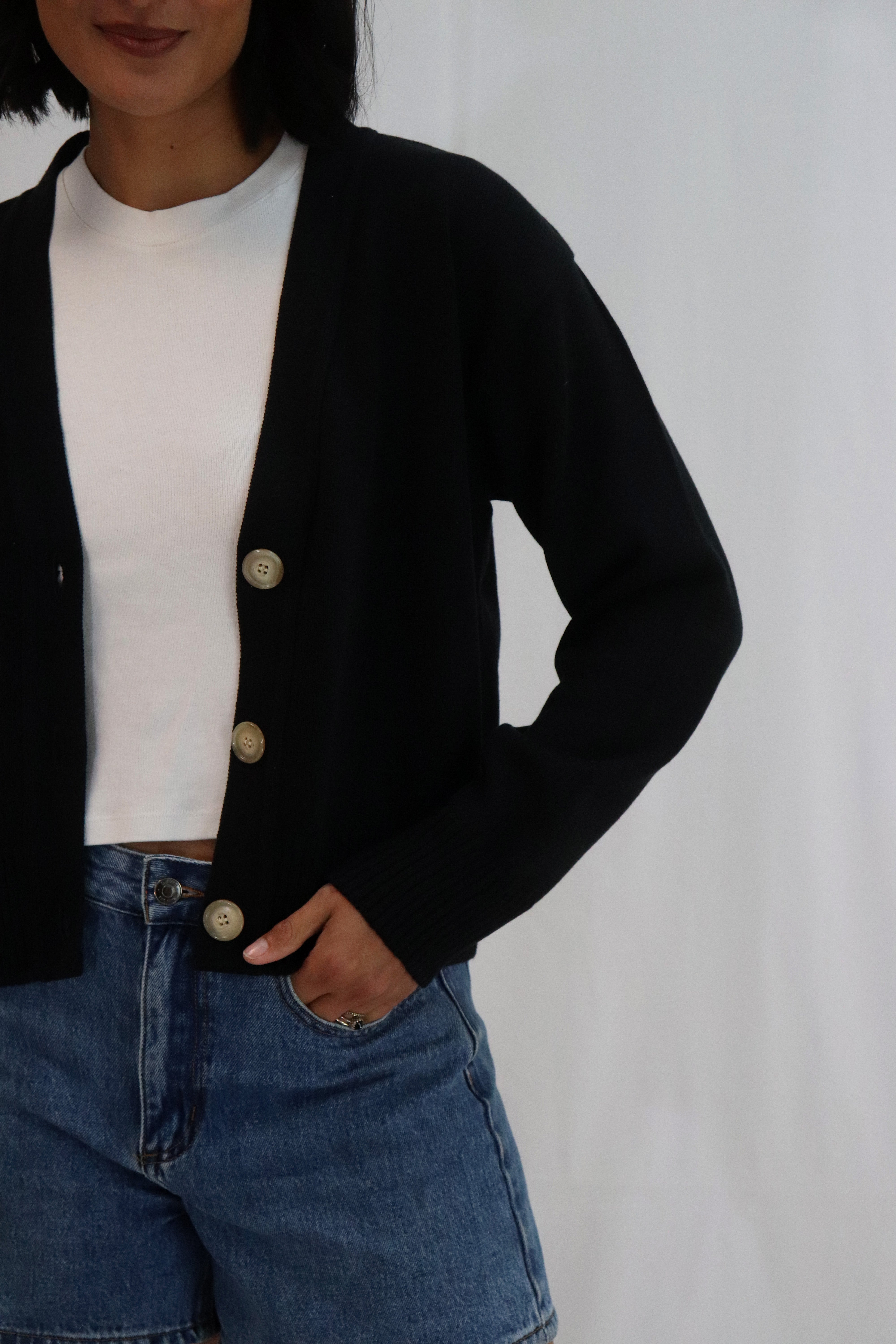 Contrast Cardi - Black
