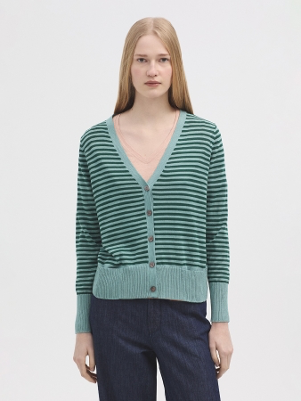 Nice Things Green Striped Cardigan