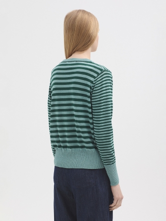 Nice Things Green Striped Cardigan