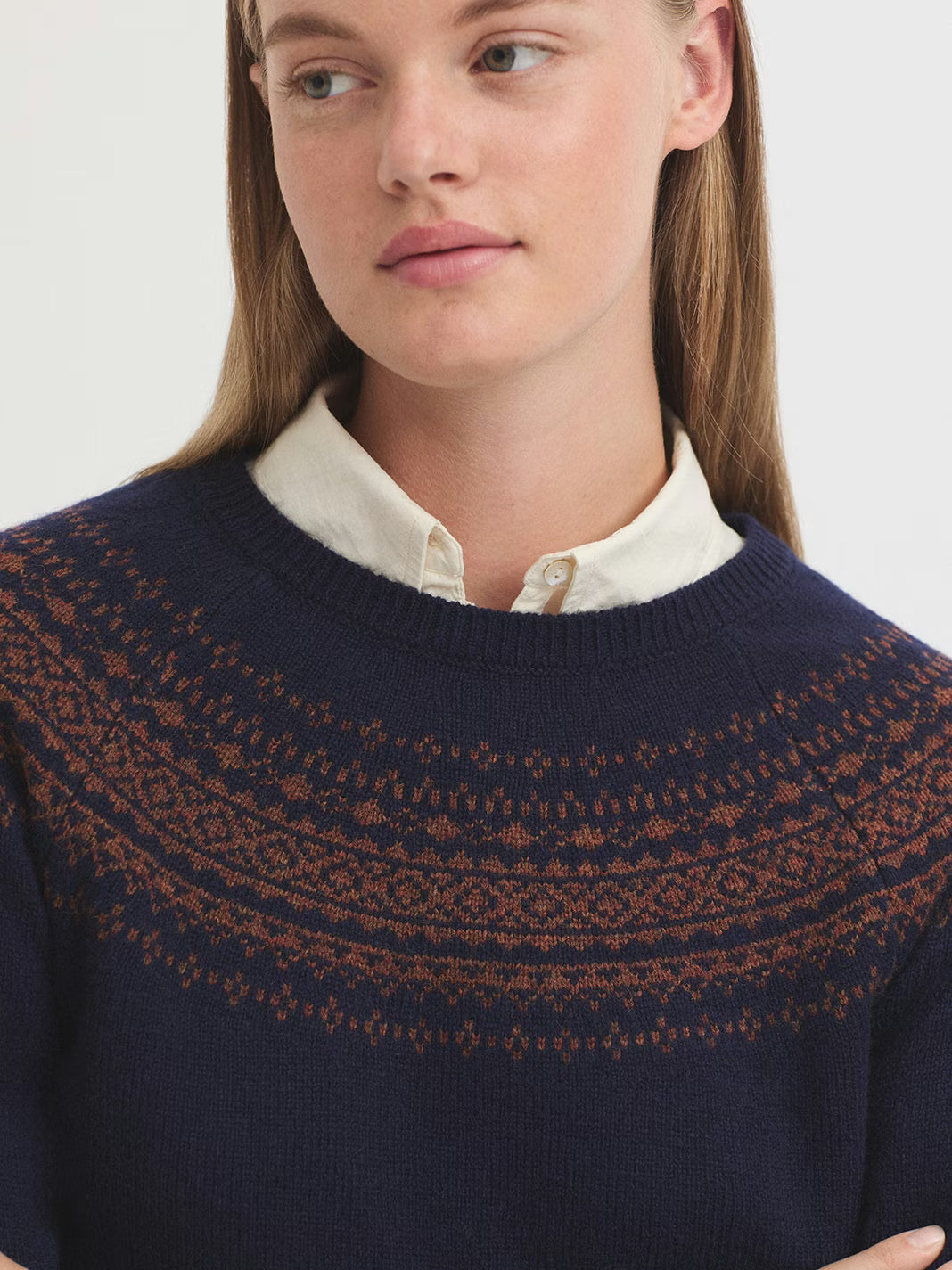 Wool Jacquard Sweater - Dark Navy