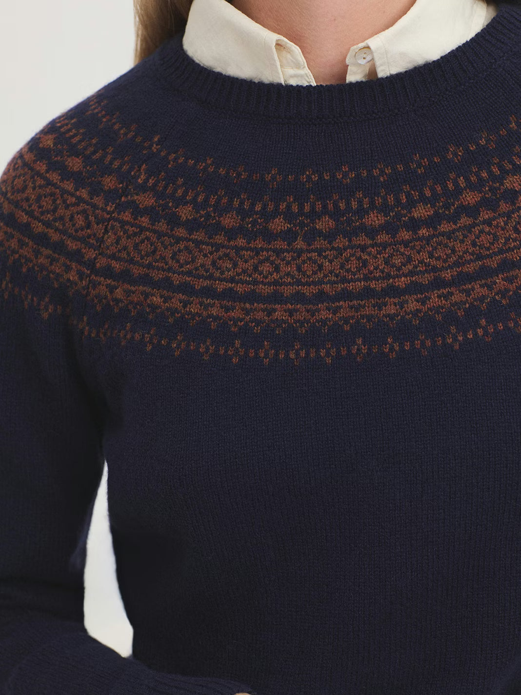 Wool Jacquard Sweater - Dark Navy