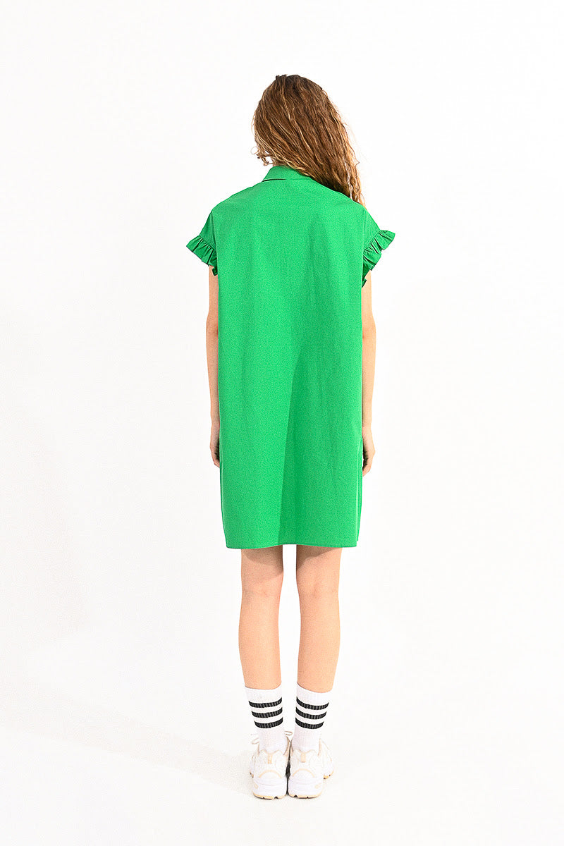 Lili Sidonio Shirred Shirt Dress - Green