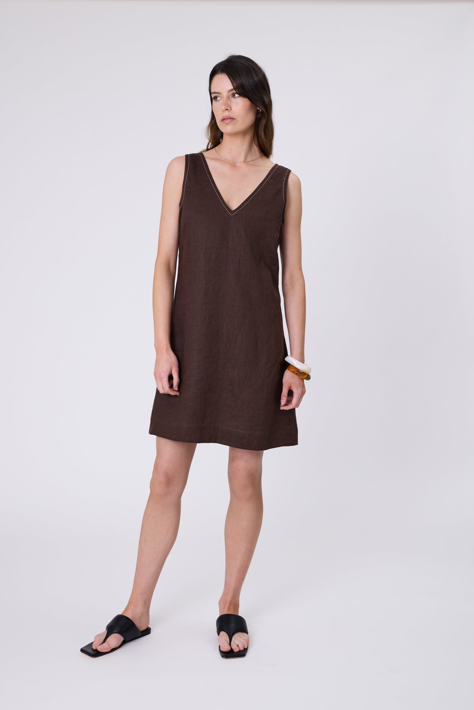 Luna Linen Dress - Carob
