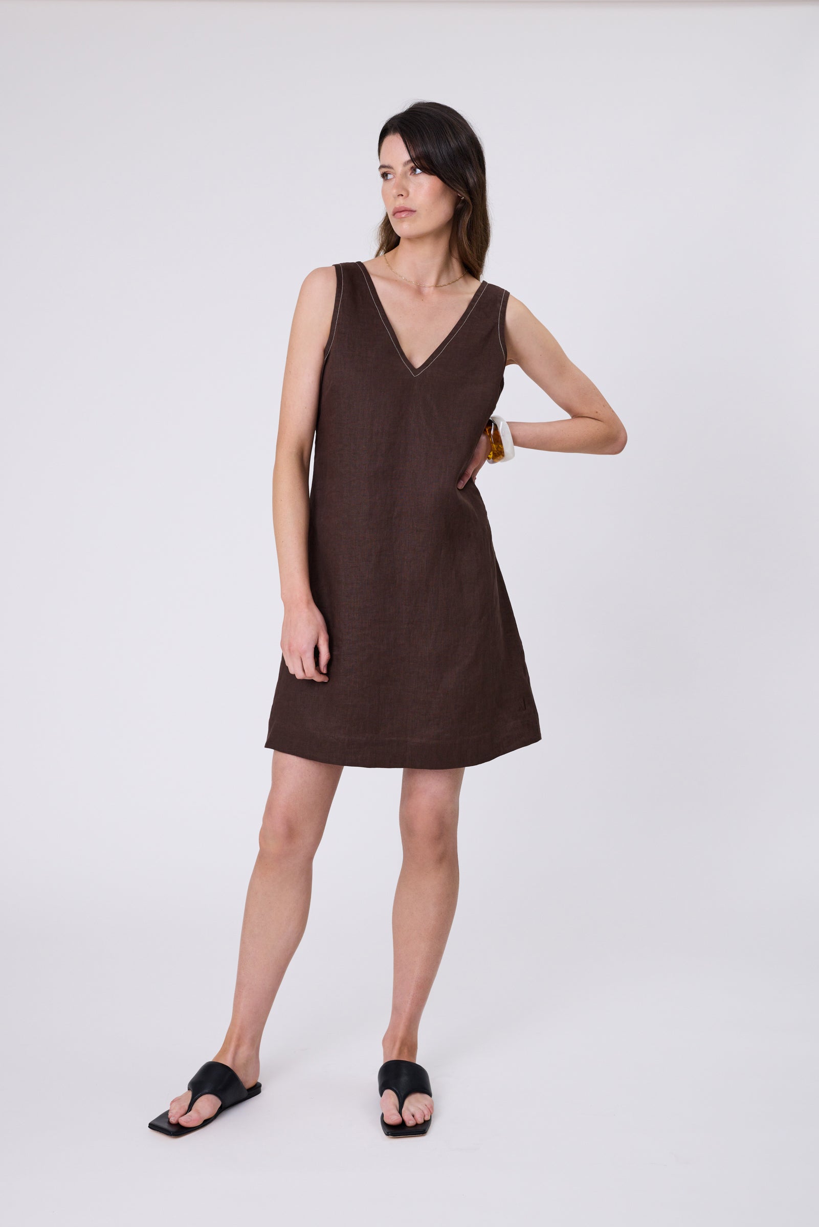Luna Linen Dress - Carob
