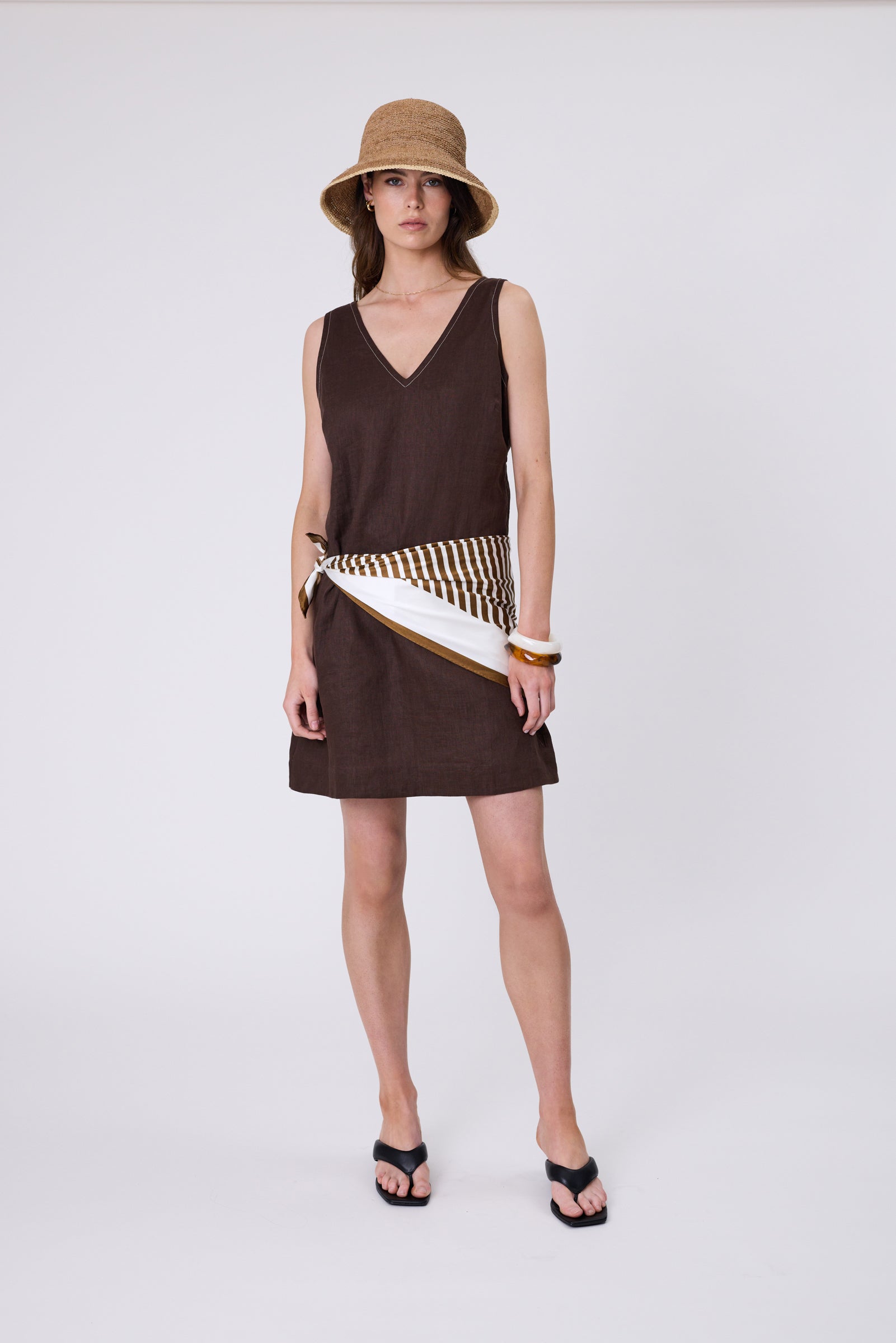 Luna Linen Dress - Carob
