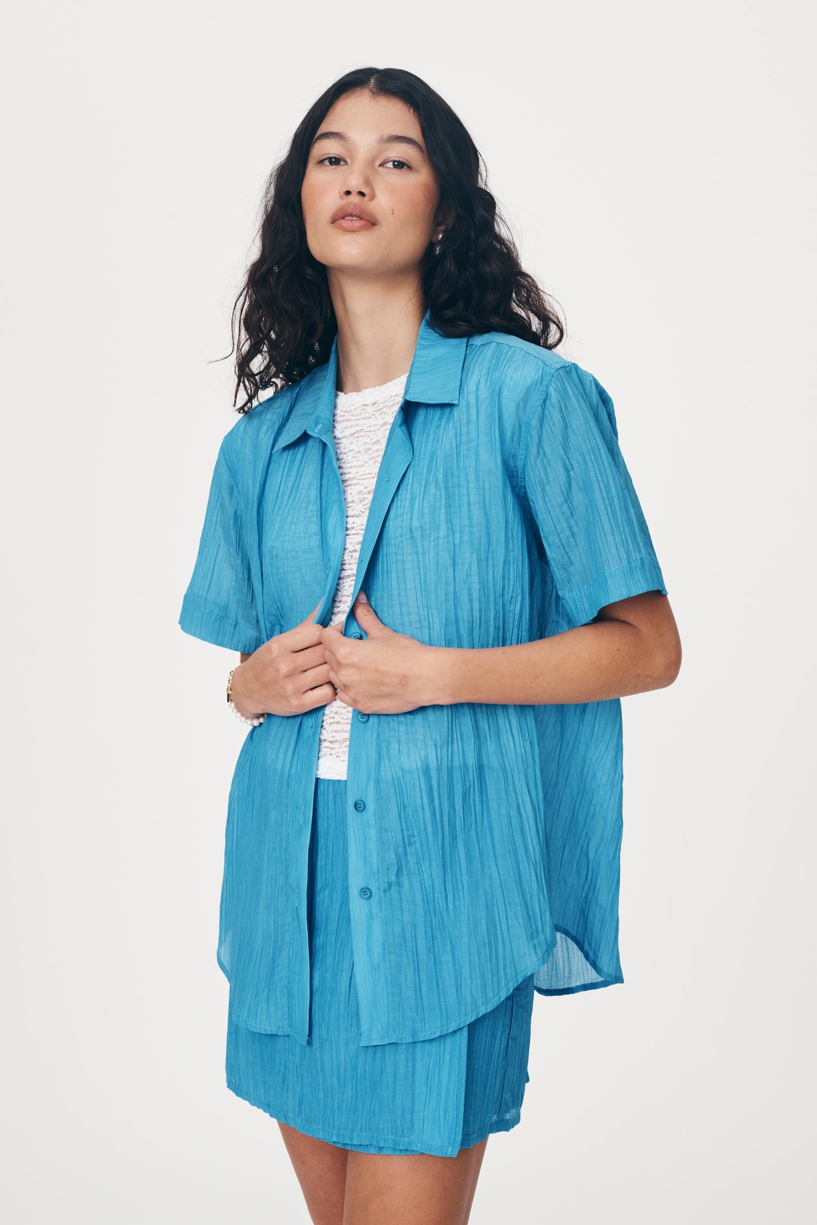 Rowie the Label Mason Silk Shirt - Aqua