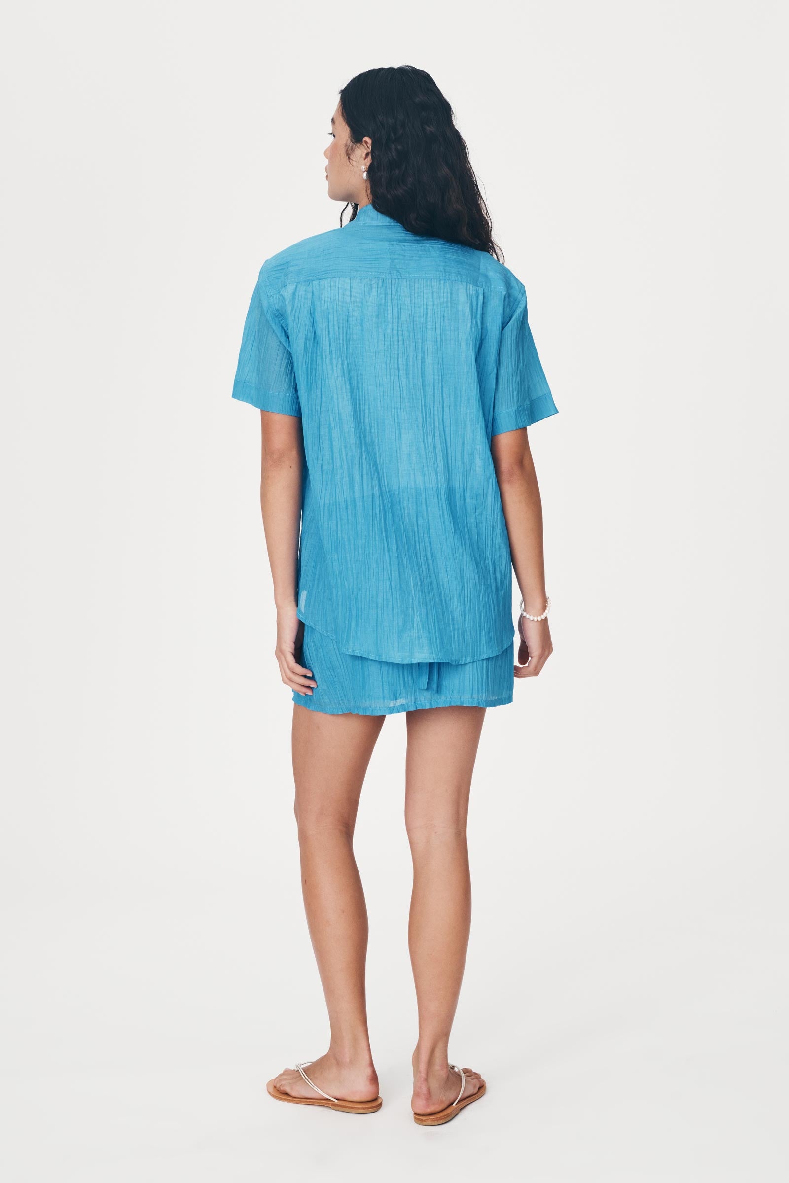 Rowie the Label Mason Silk Shirt - Aqua