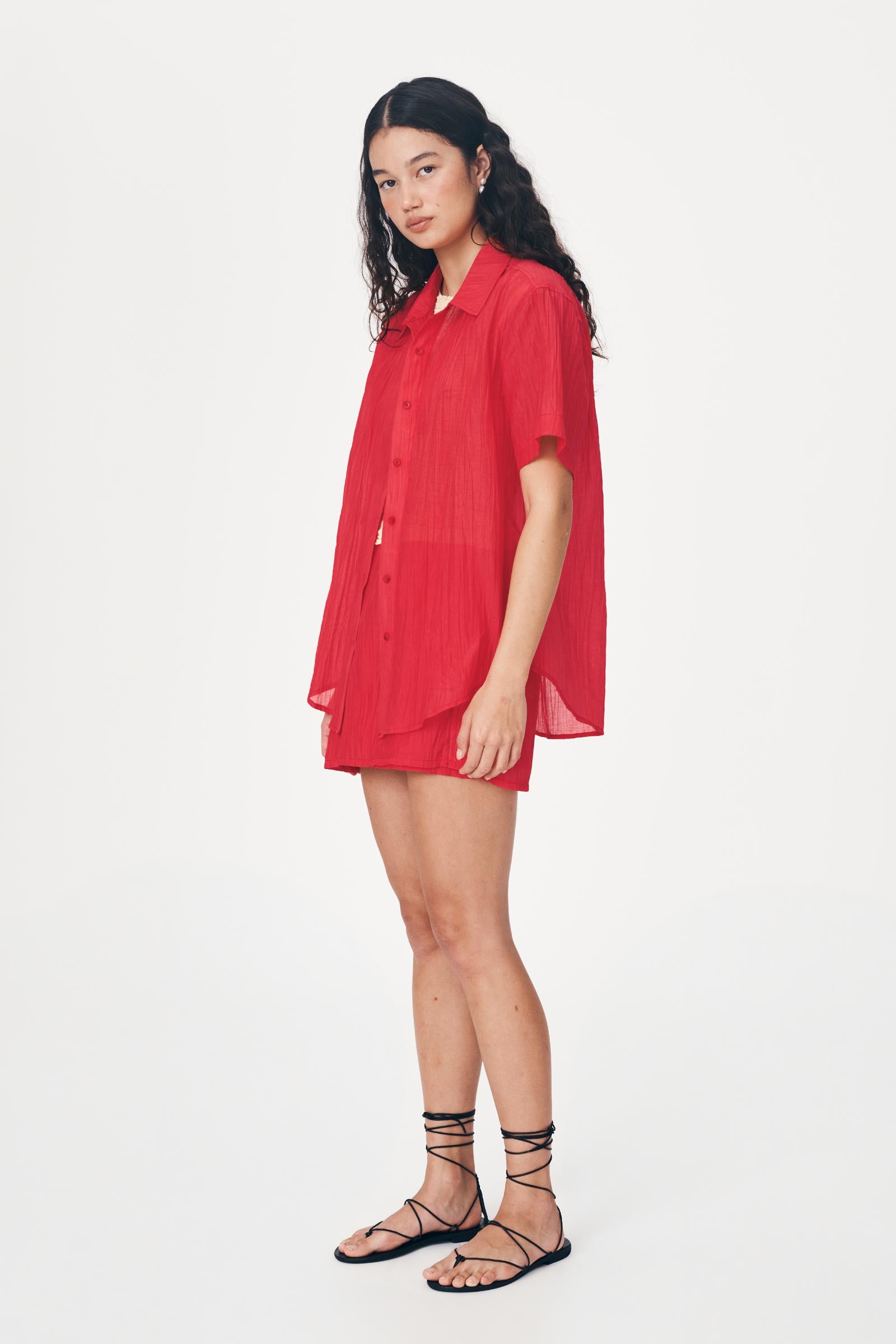 Rowie the Label Mason Silk Shirt - True Red