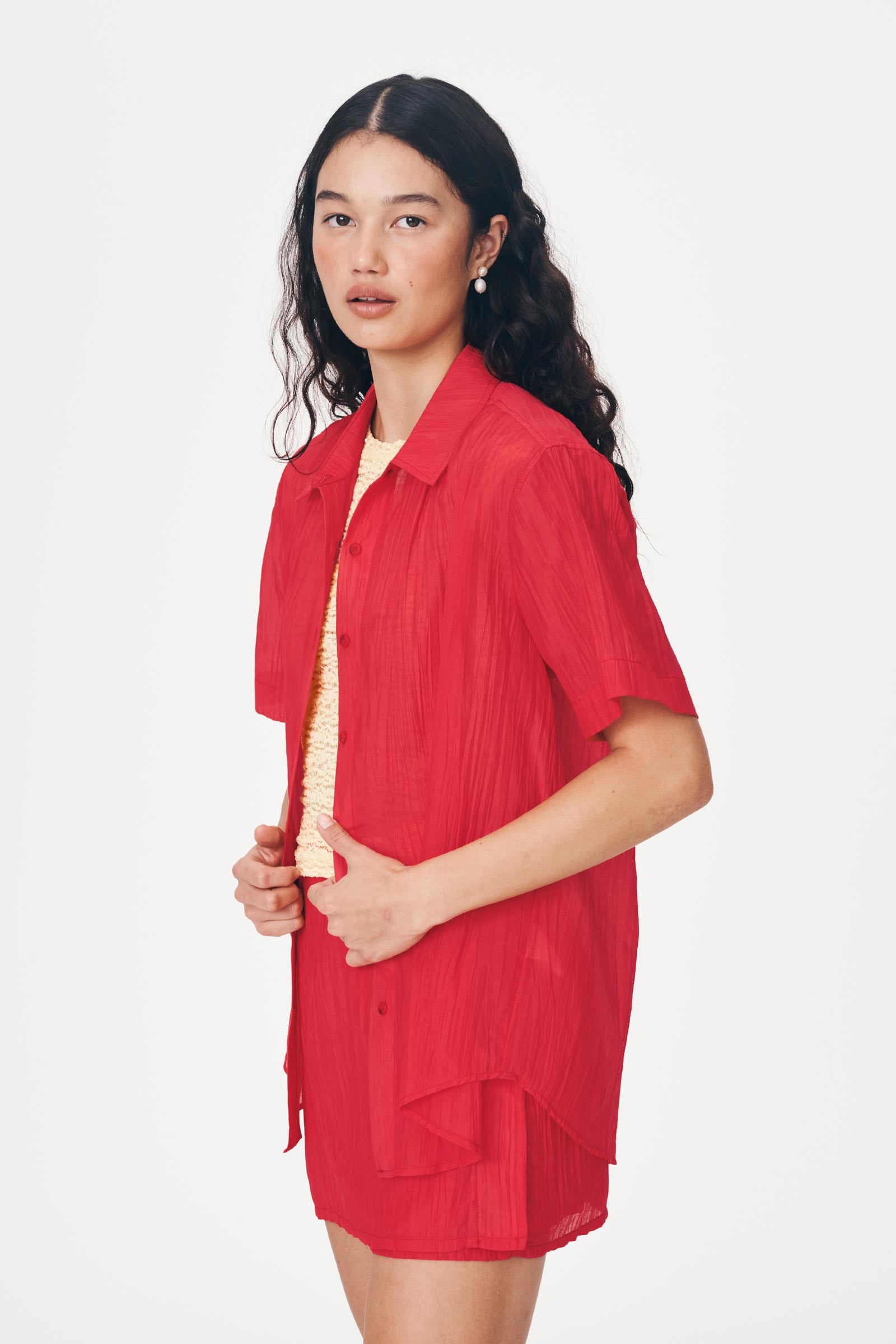 Rowie the Label Mason Silk Shirt - True Red