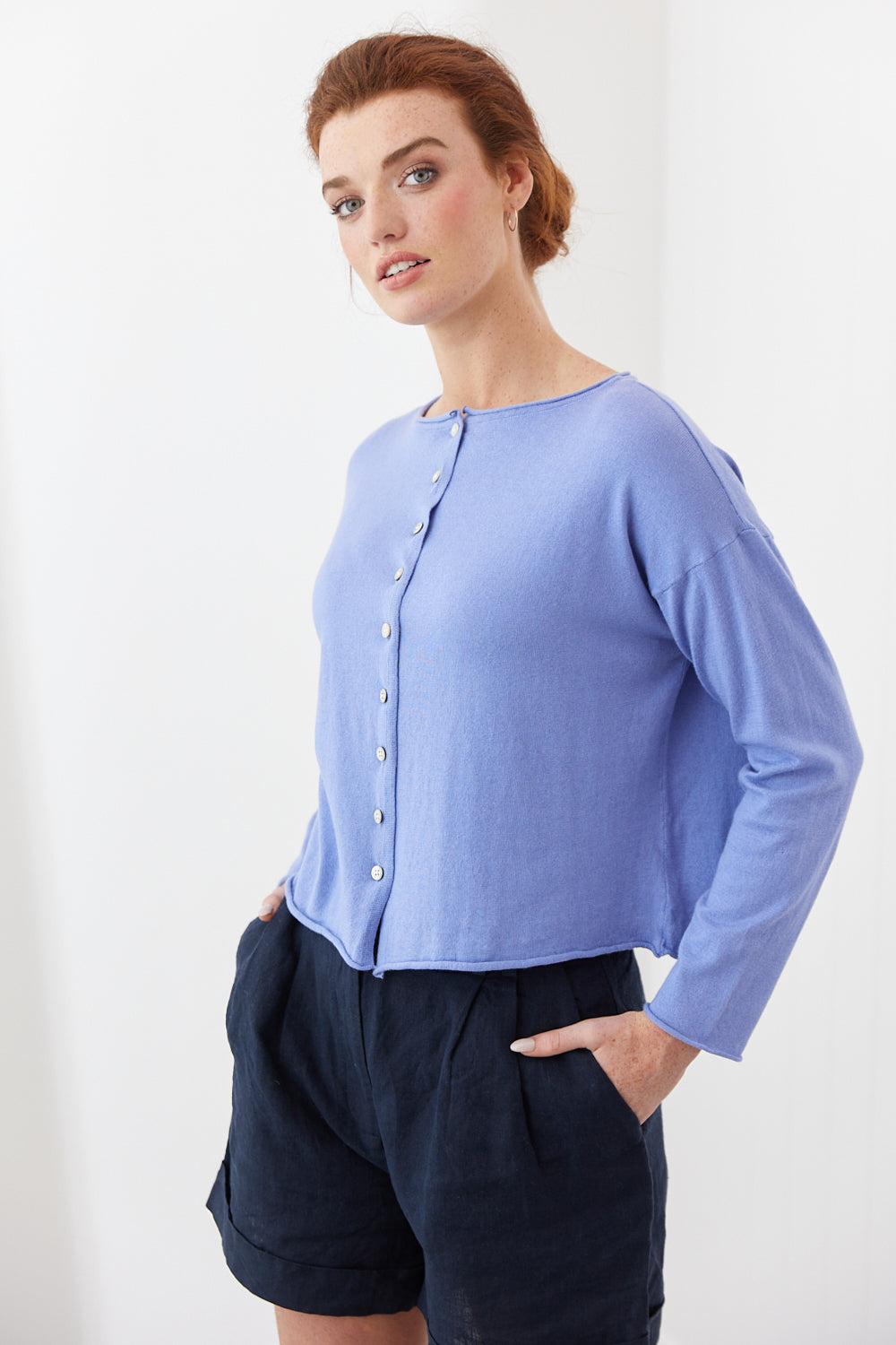 Mia Fratino Malta Silky Cardi - Cornflower Blue