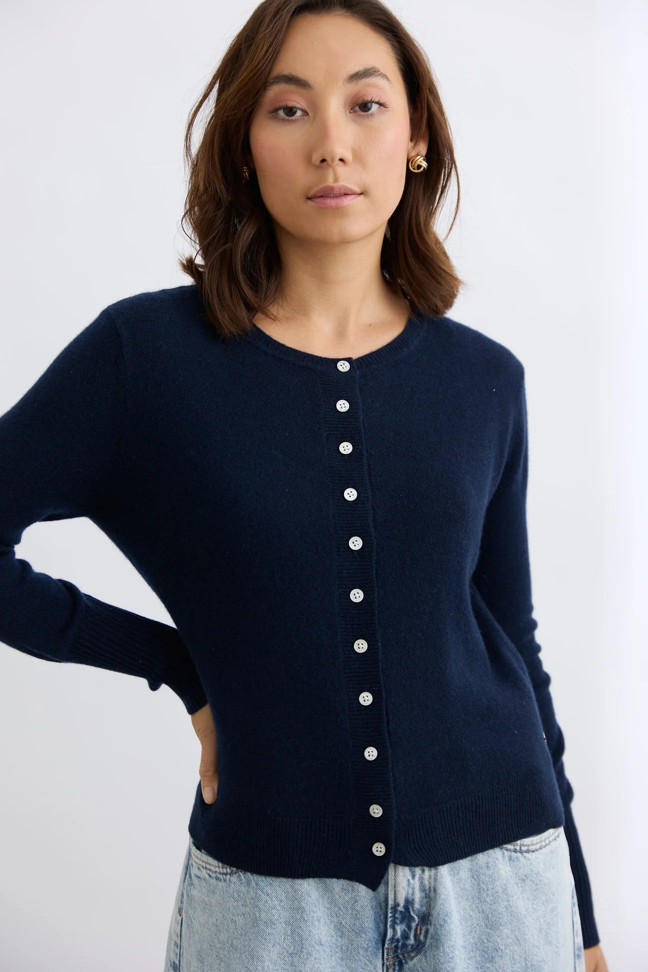 Mia Fratino Essential Slim Cardi - French Navy