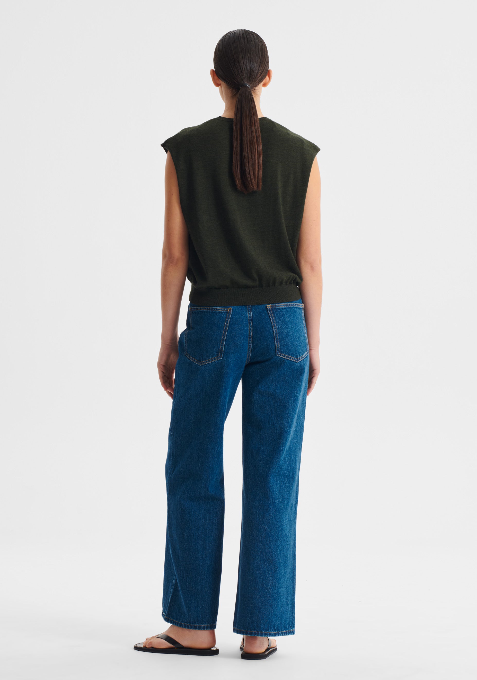 River Knit Button Vest - Moss