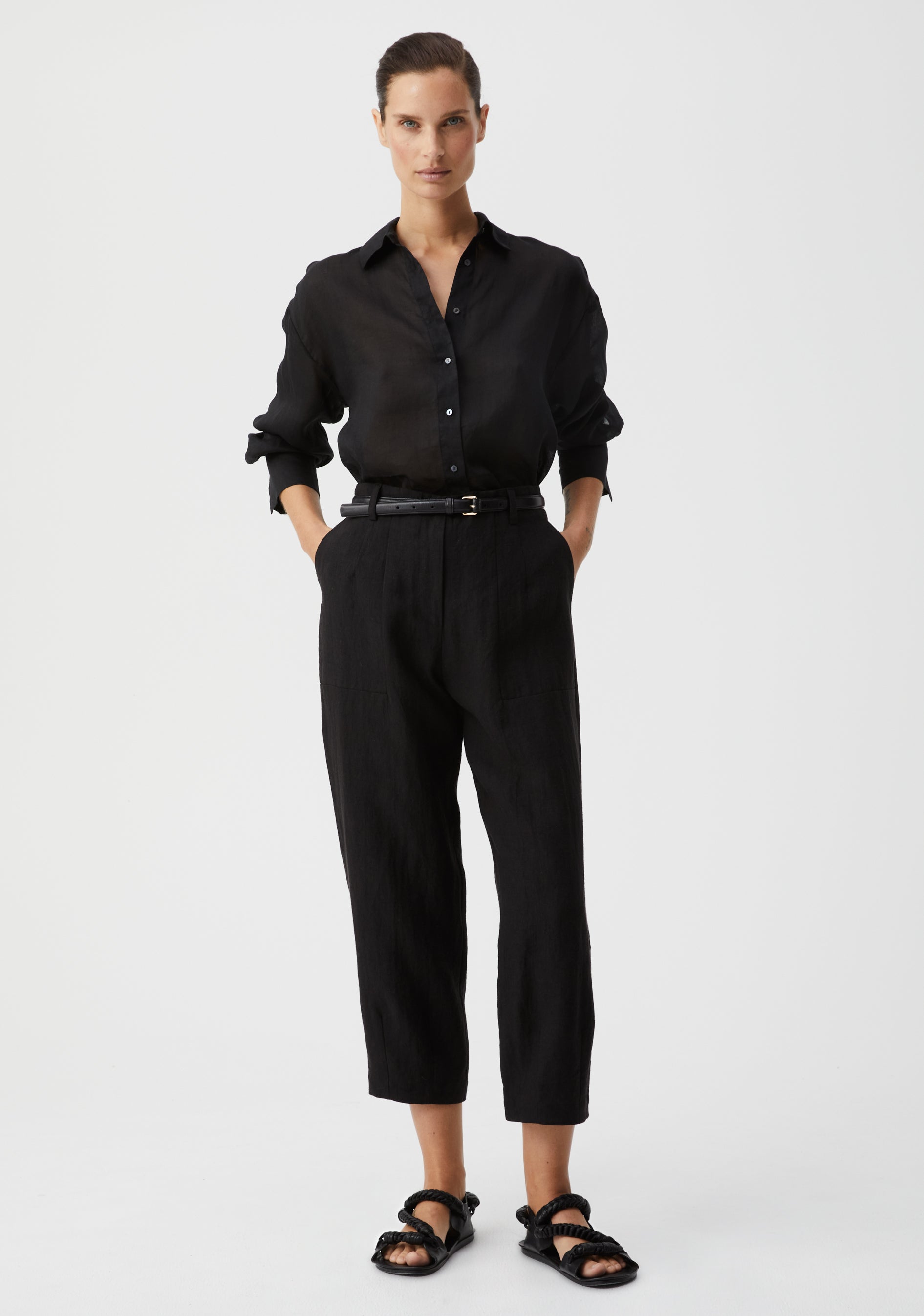 Morrison Henley Linen Pant - Black