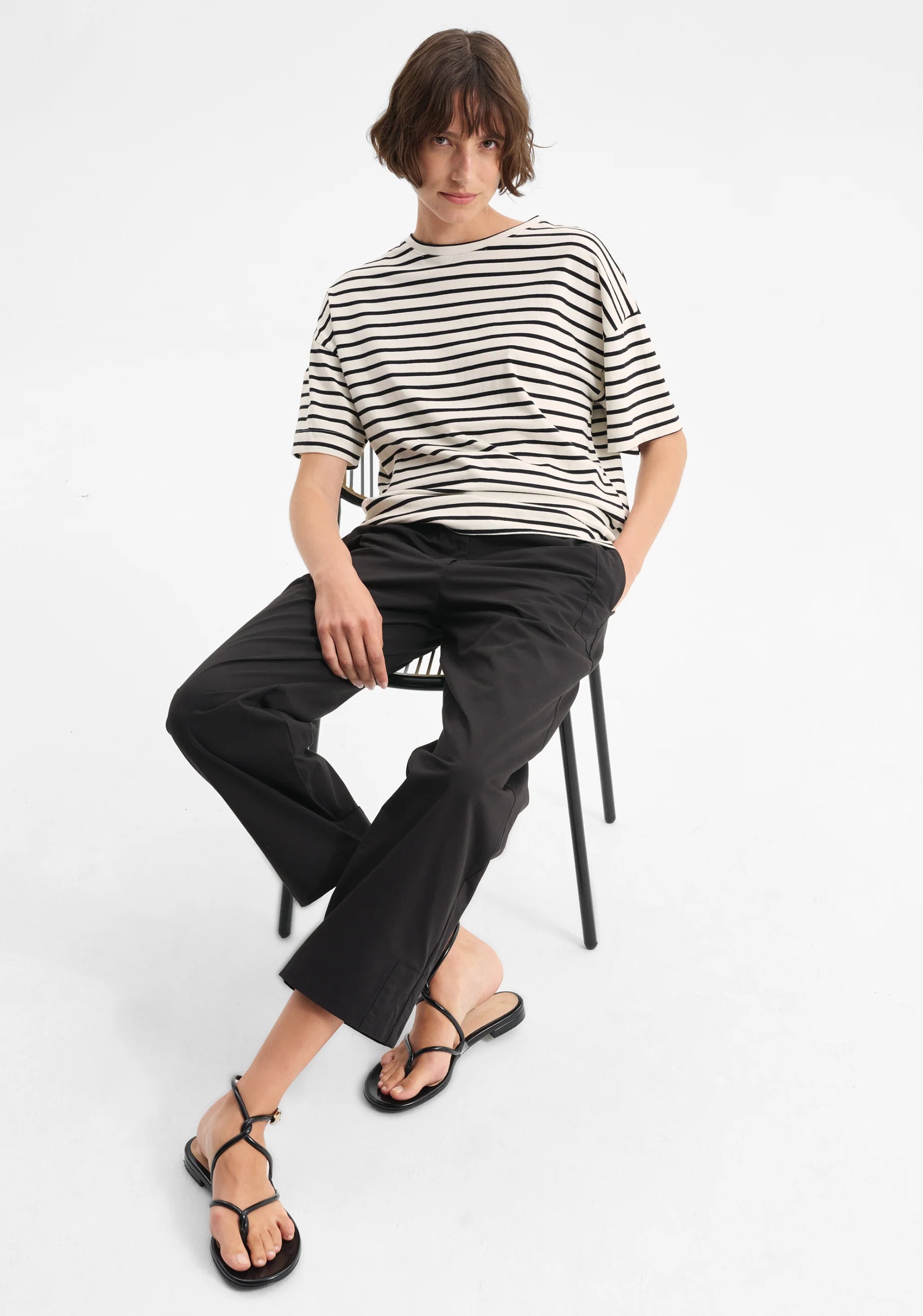 Archie Stripe Tee - Black/Cream