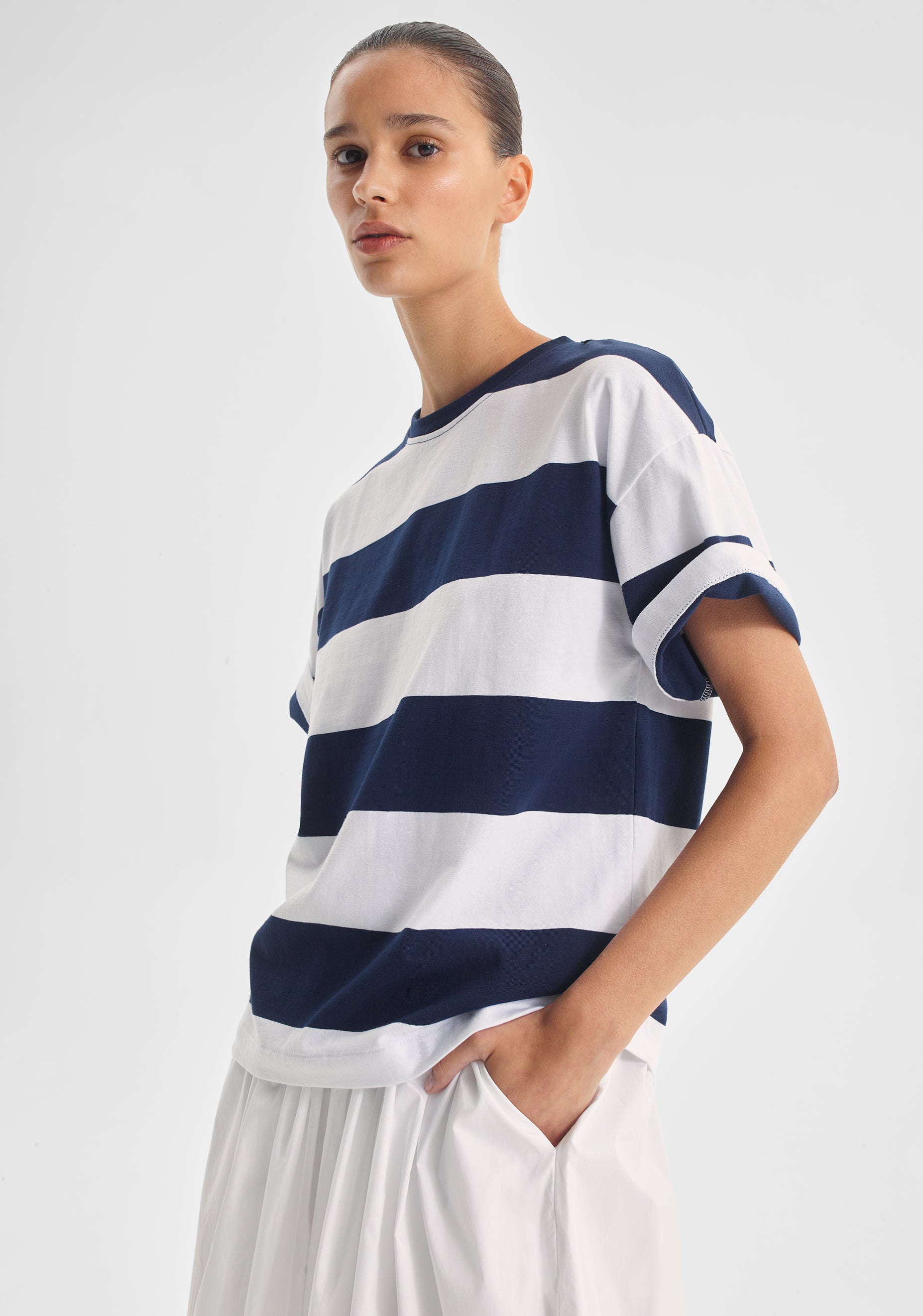 Morrison Rory Stripe Tee - Navy/White