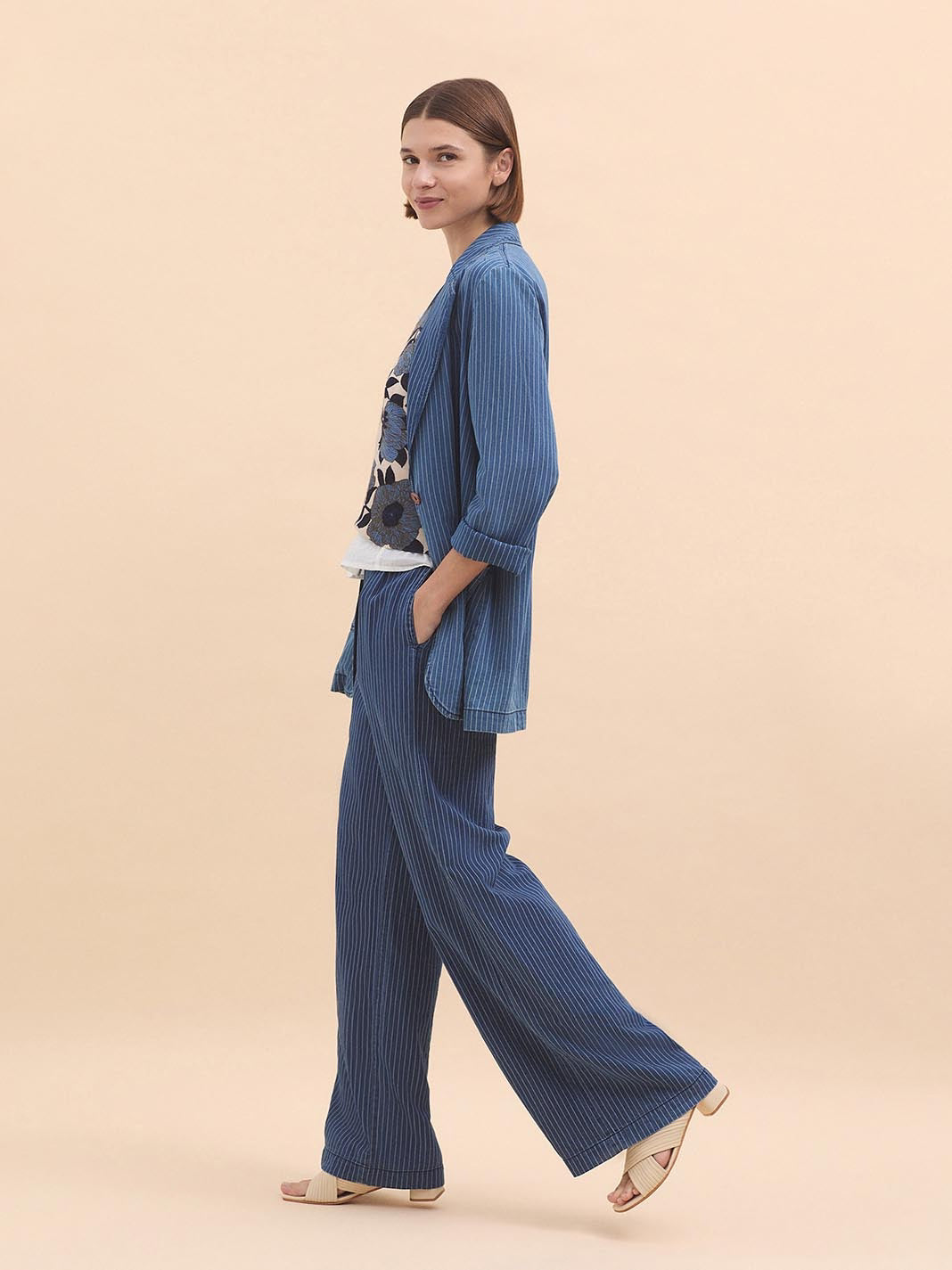 Striped Denim Trousers
