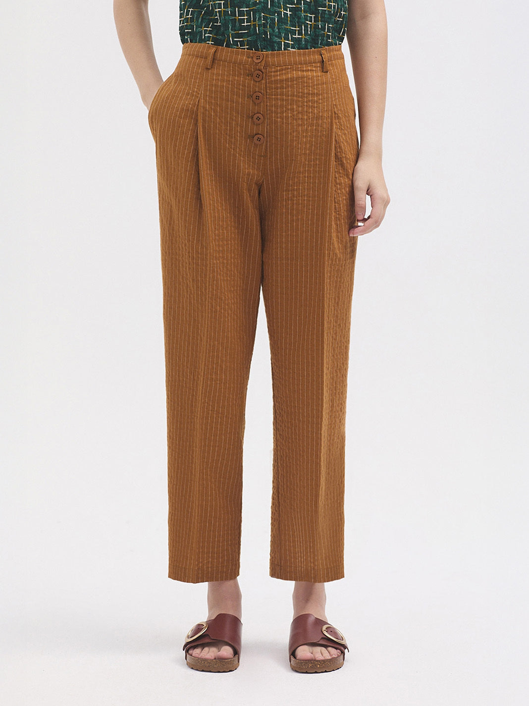 Pinstripe Trousers - Ochre