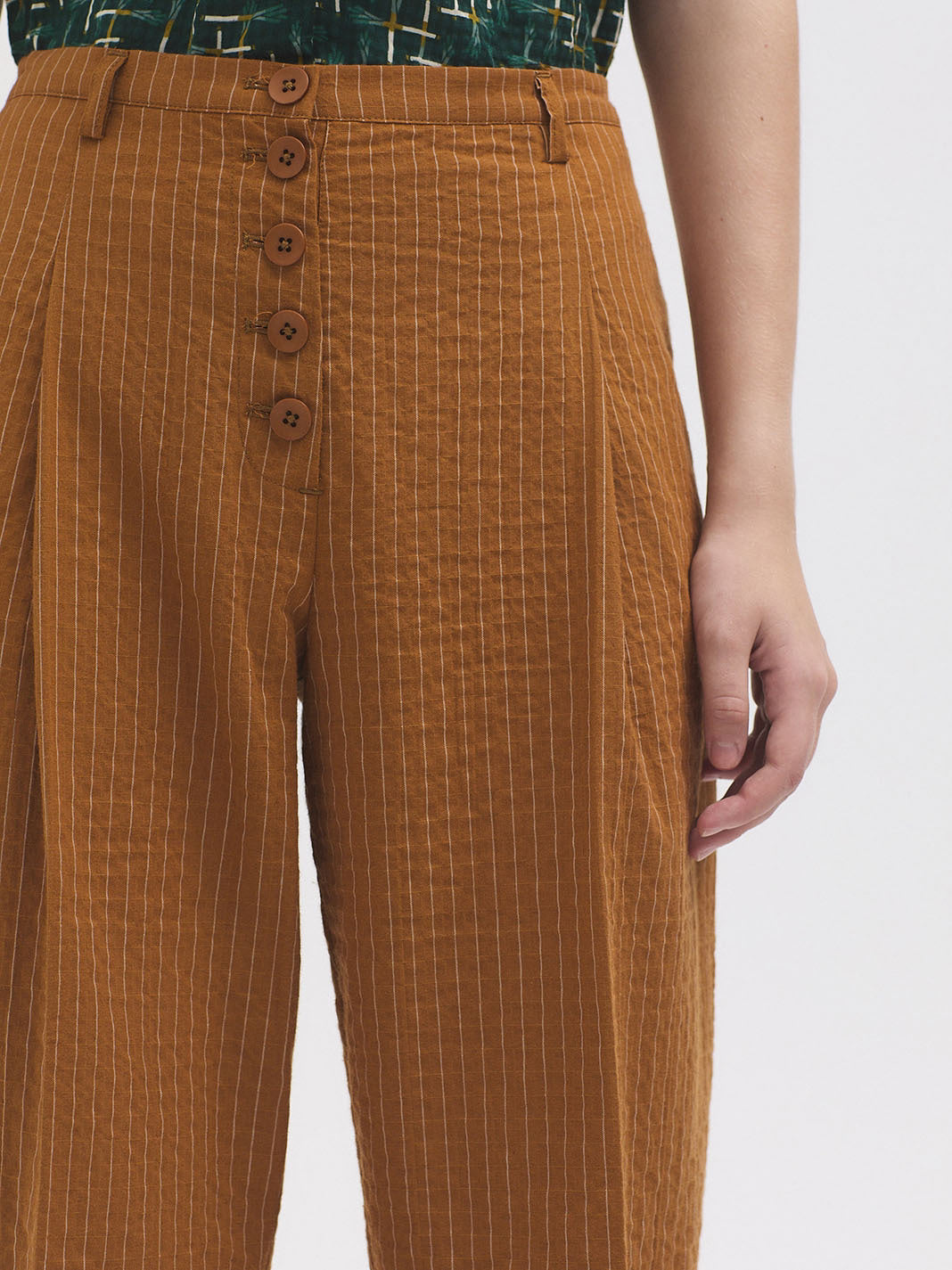 Pinstripe Trousers - Ochre