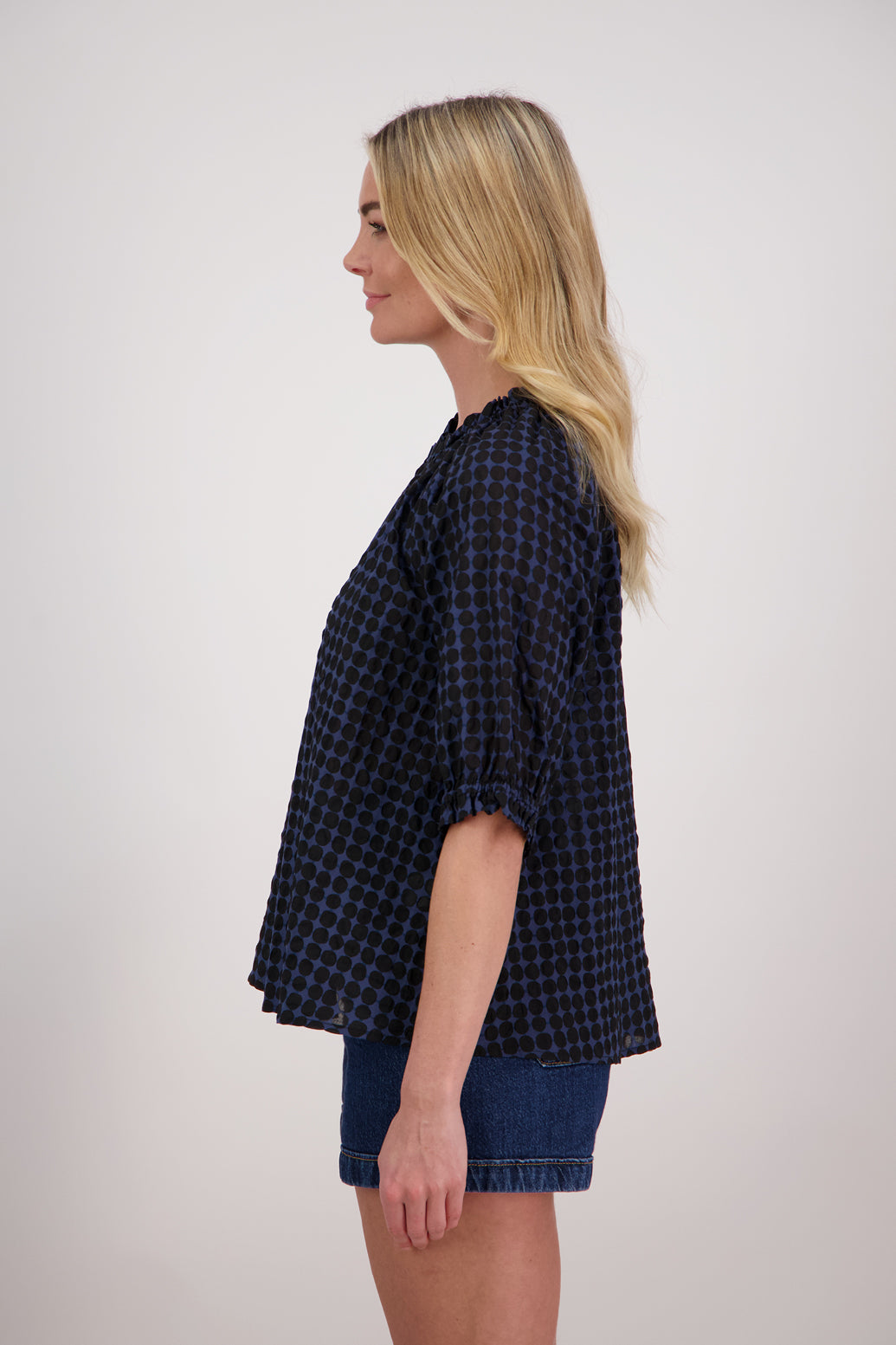 Briarwood Paxton Top - Black/Blue Spot