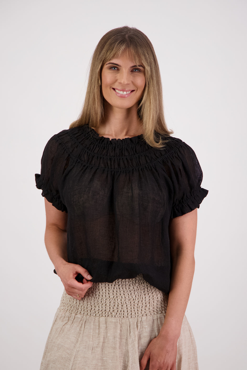 Briarwood Polly Linen Top - Black