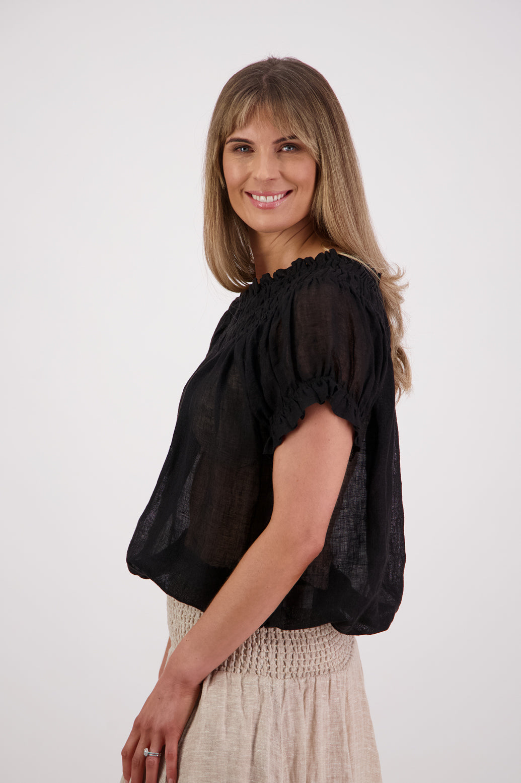 Briarwood Polly Linen Top - Black