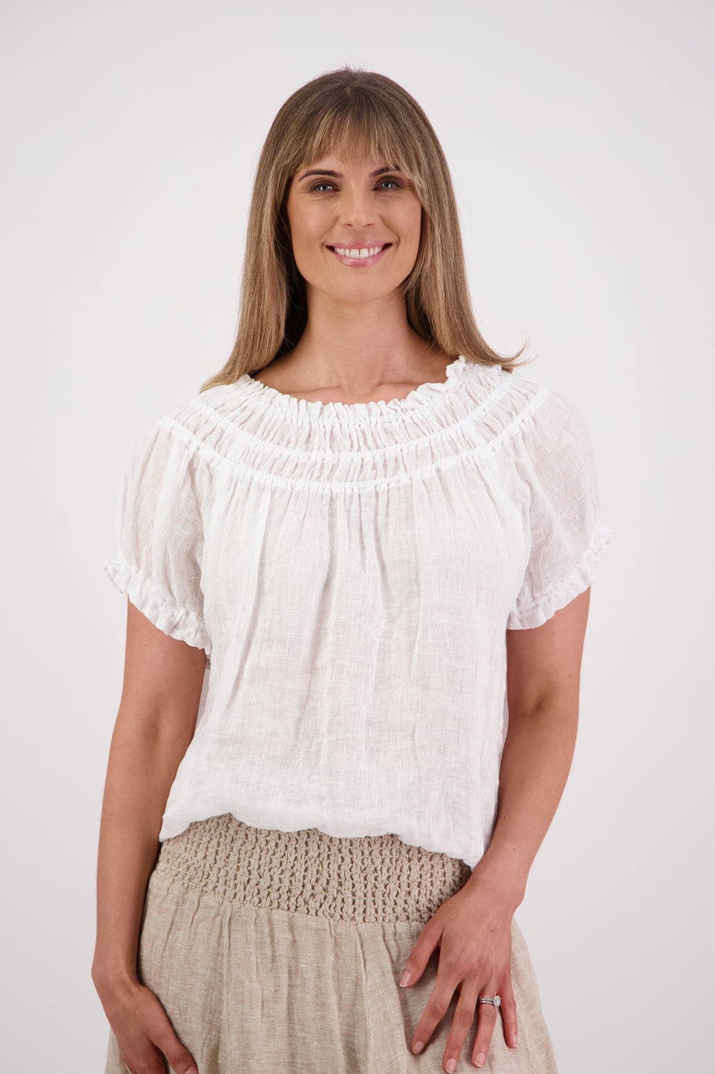 Briarwood Polly Linen Top - White
