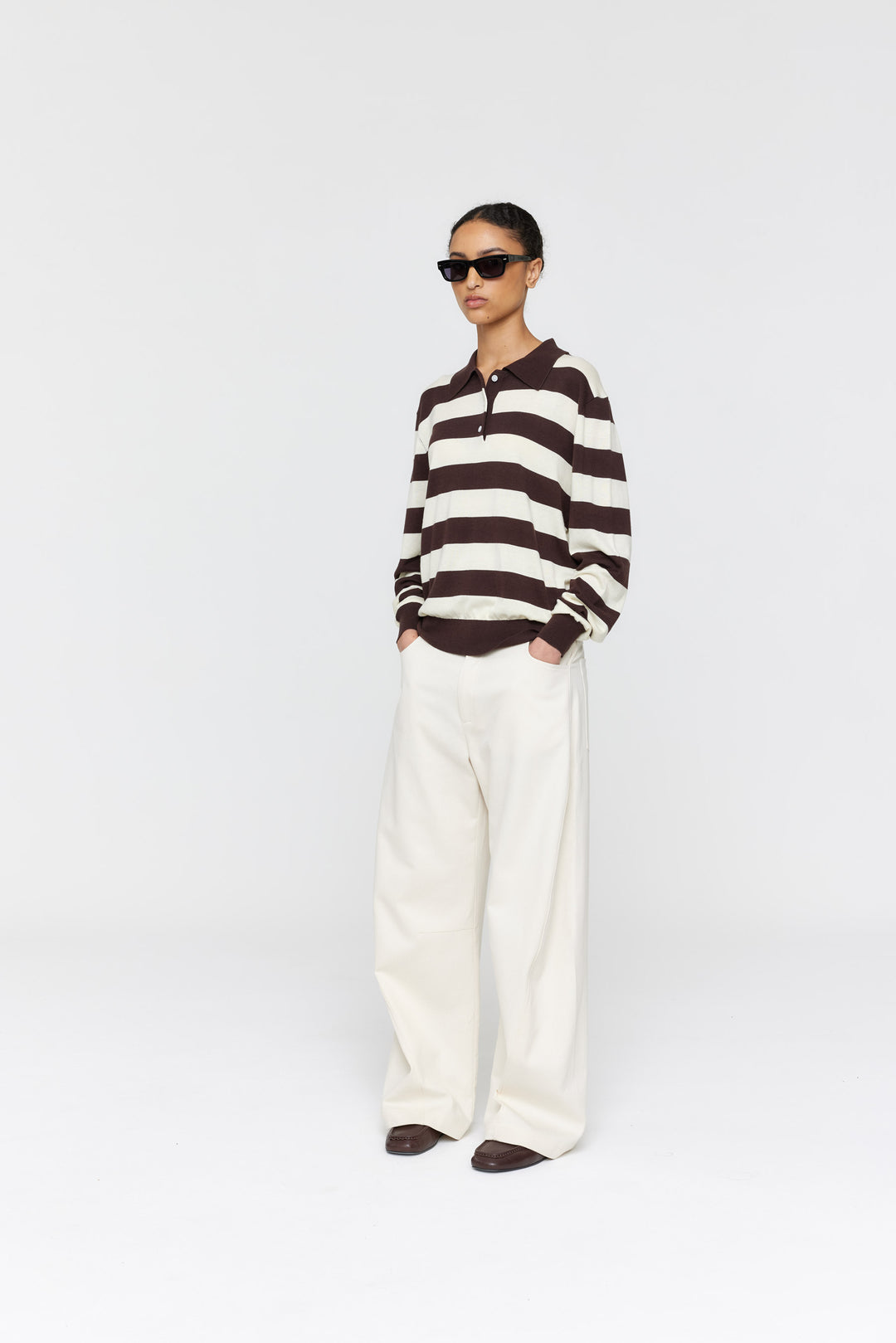 Noe Polo - Brown & Cream Stripe