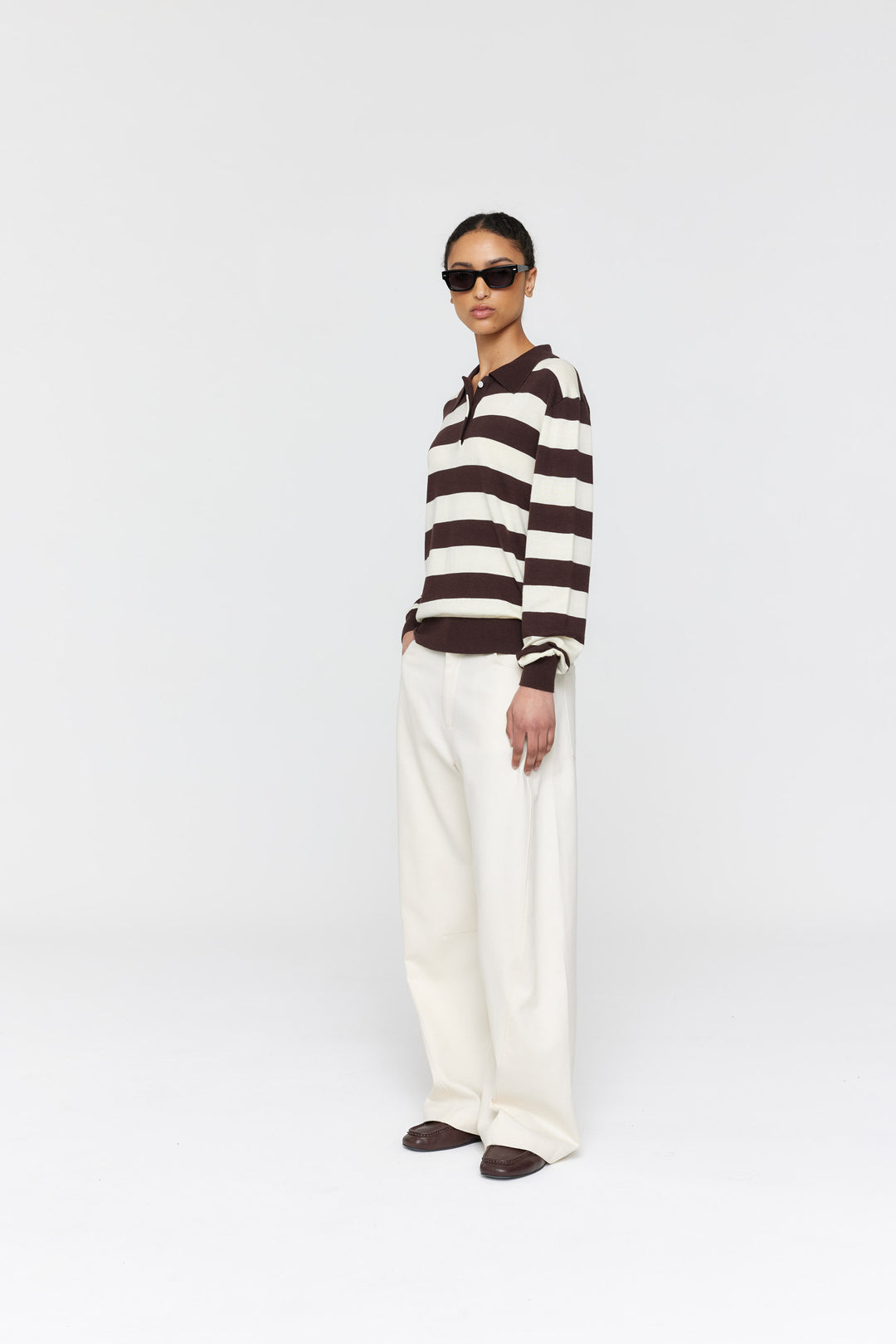 Noe Polo - Brown & Cream Stripe