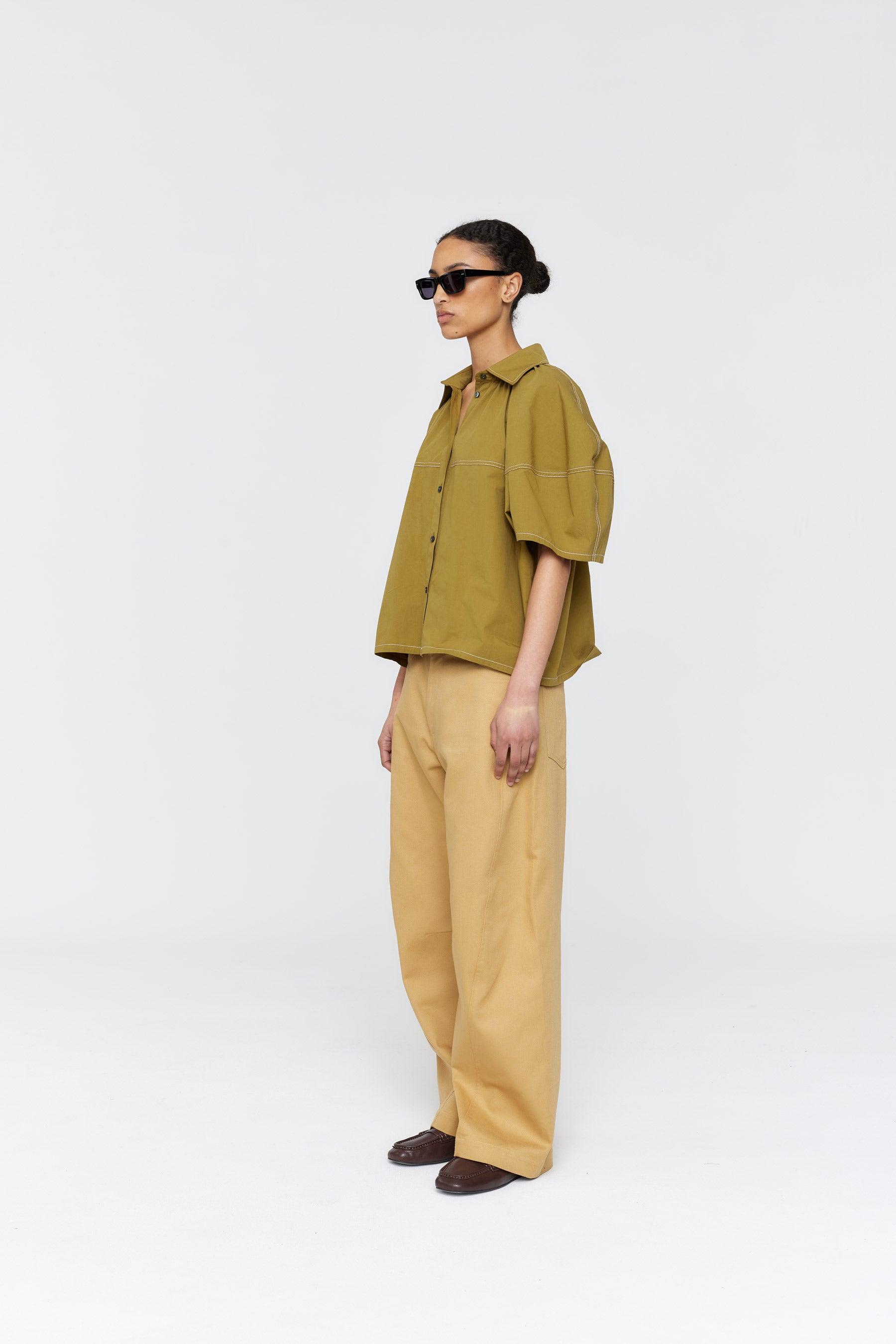 Citterio Shirt - Olive/ Contrast Stitch