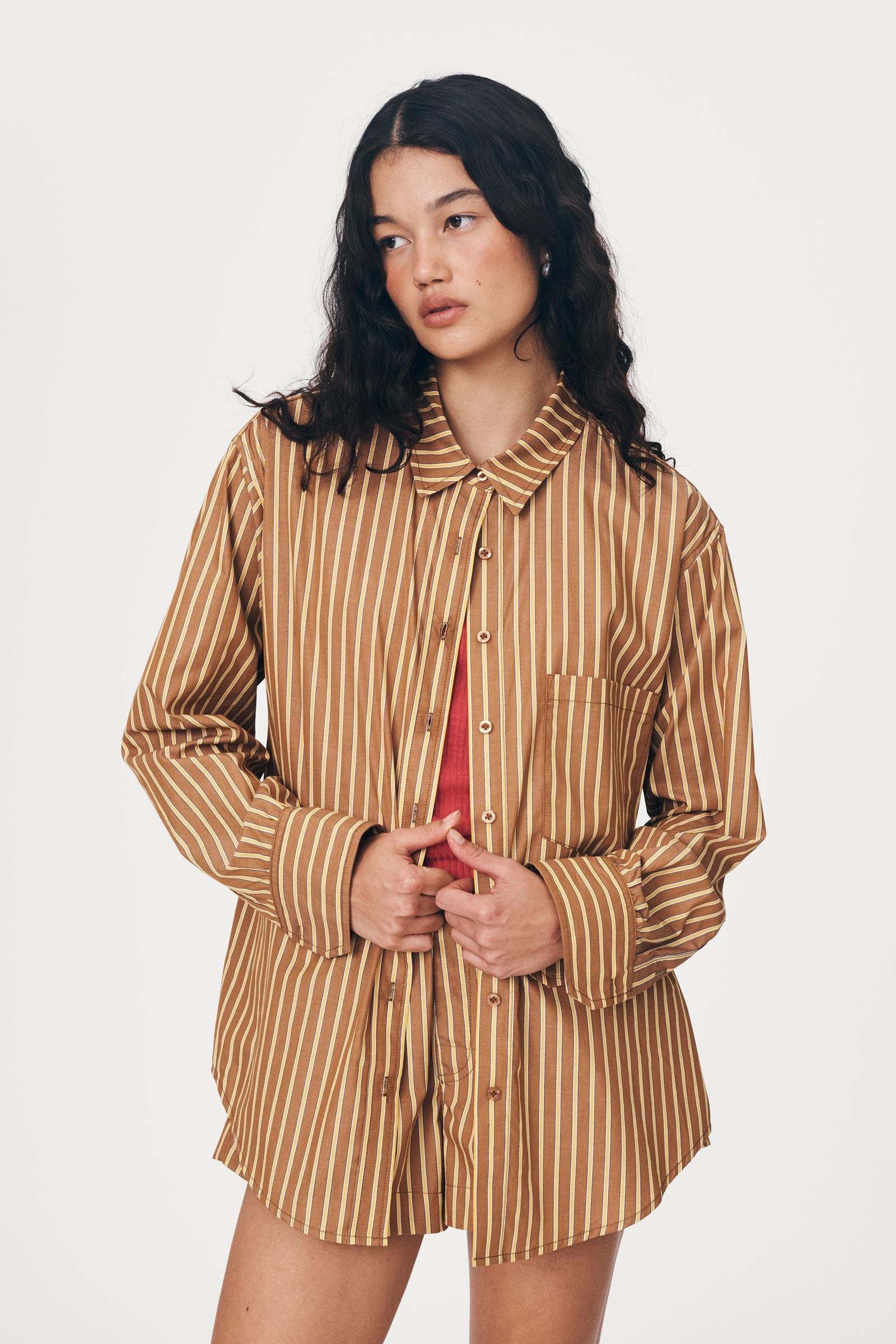 Rowie the Label Ramona Stripe Shirt - Tan Stripe