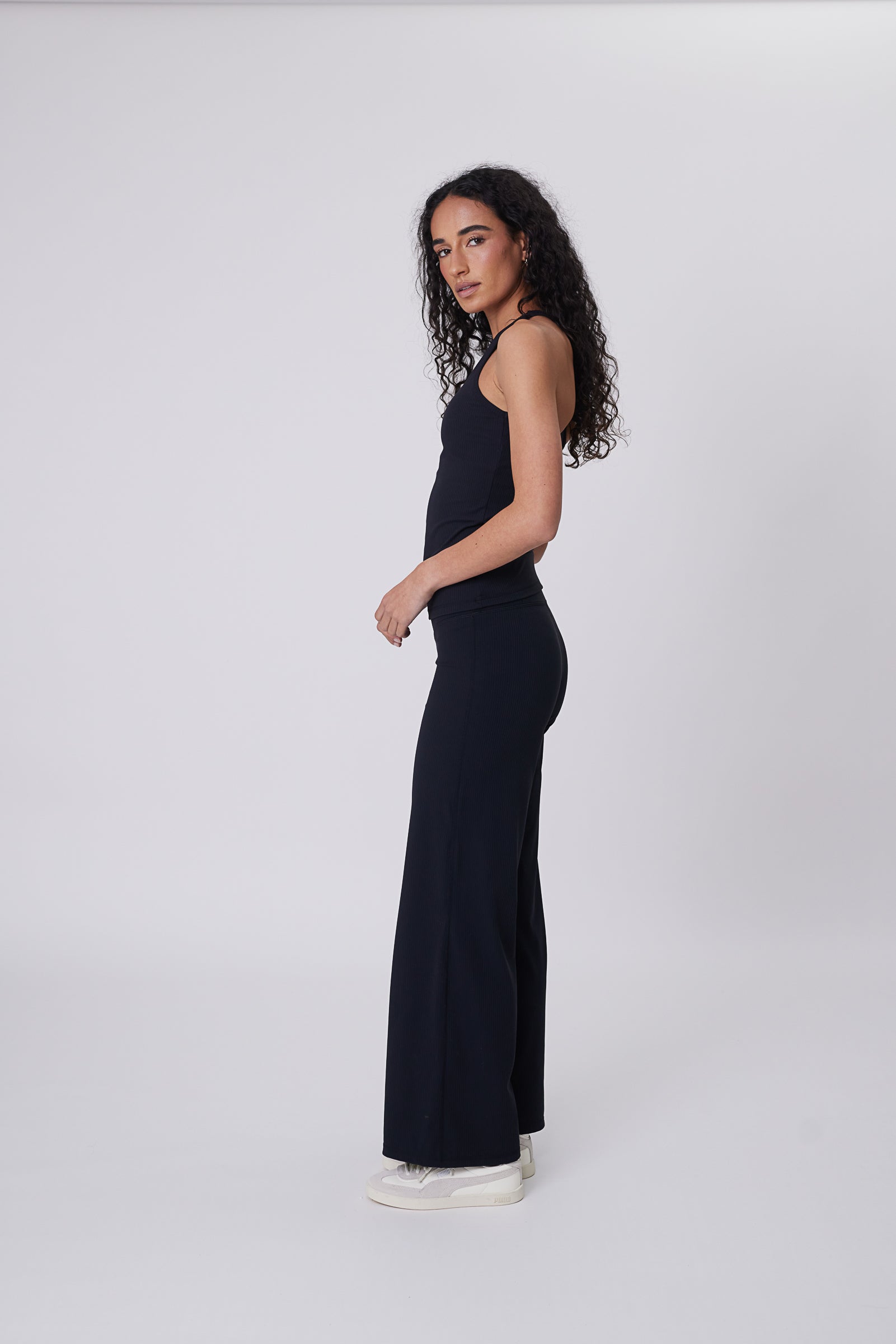 Recharge Rib Wide Leg Pant - Black