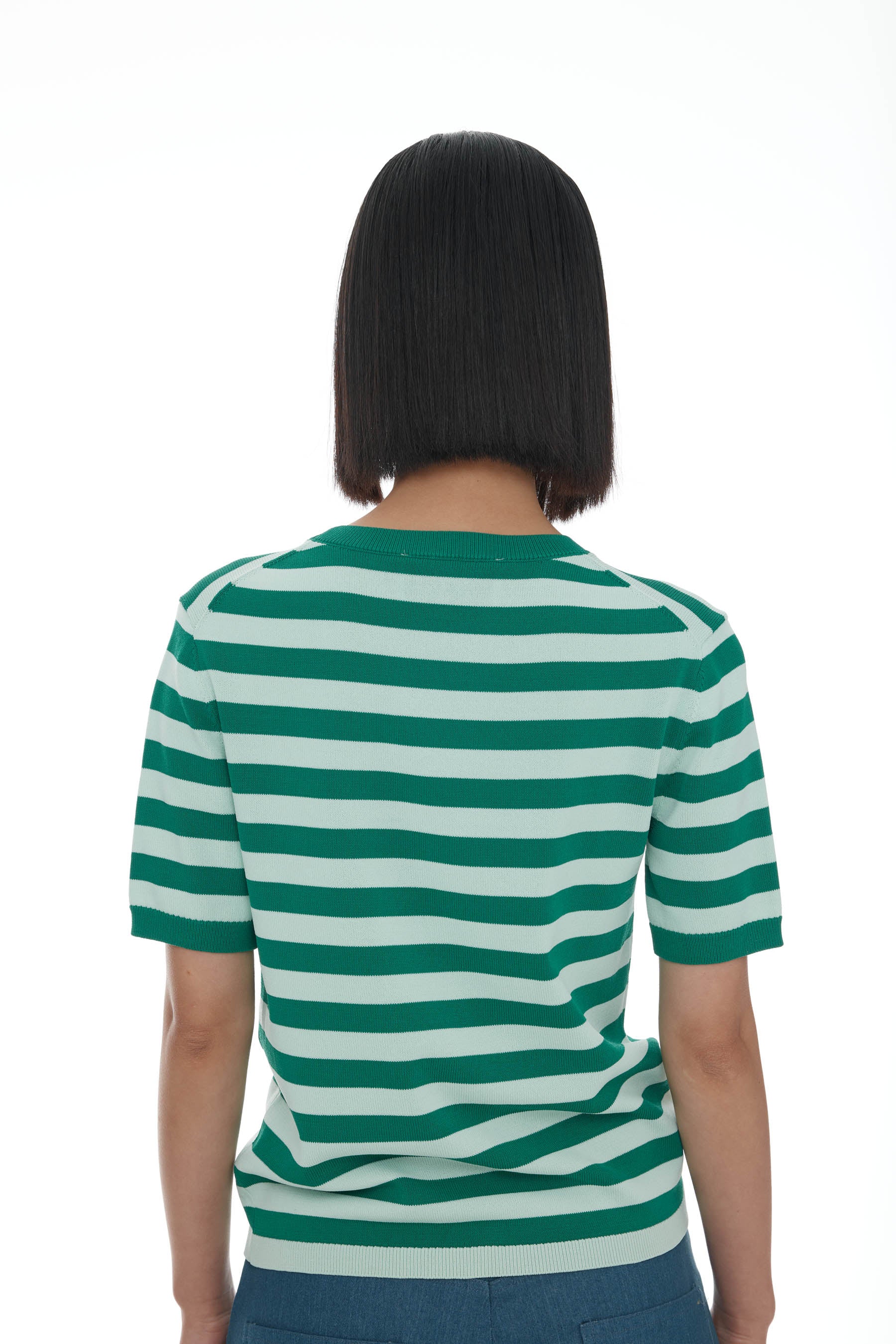 Ricochet Franciso Knit Tee - Mint + Green Stripe