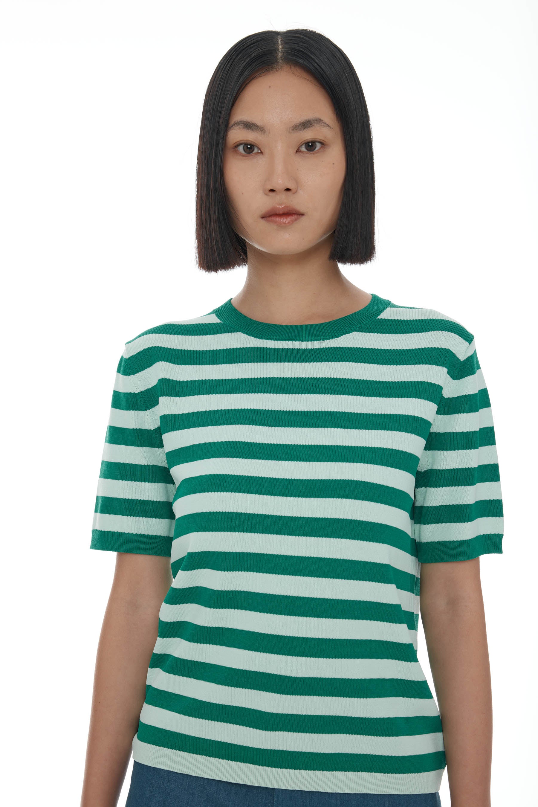Ricochet Franciso Knit Tee - Mint + Green Stripe