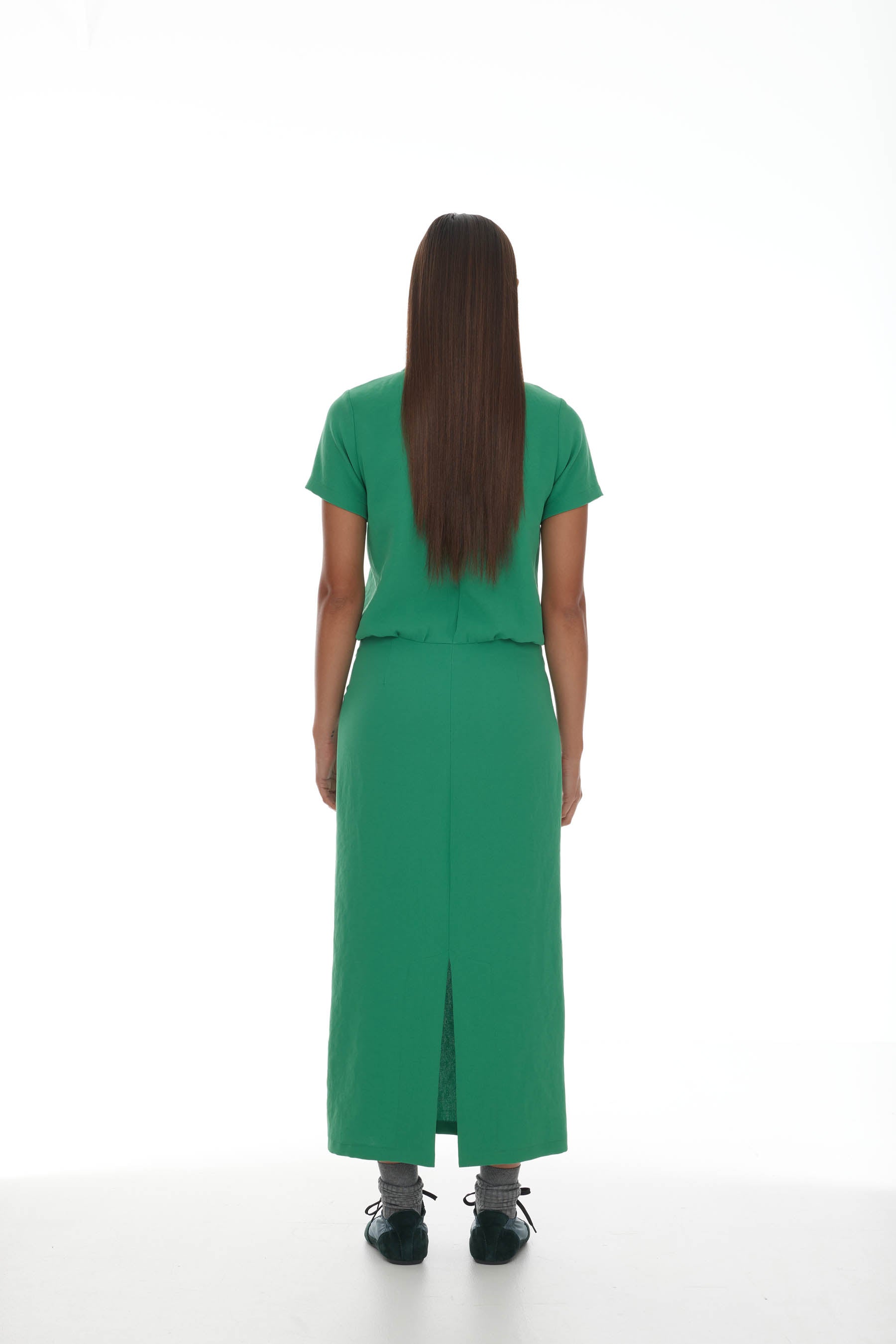 Ricochet File Dress - Grass Green