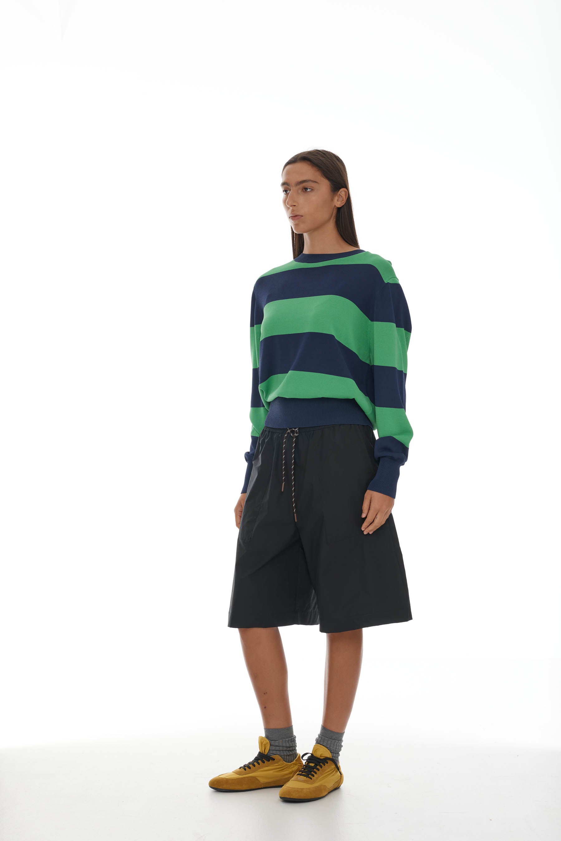 Ricochet Franciso Jumper - Ink + Bright Green Stripe