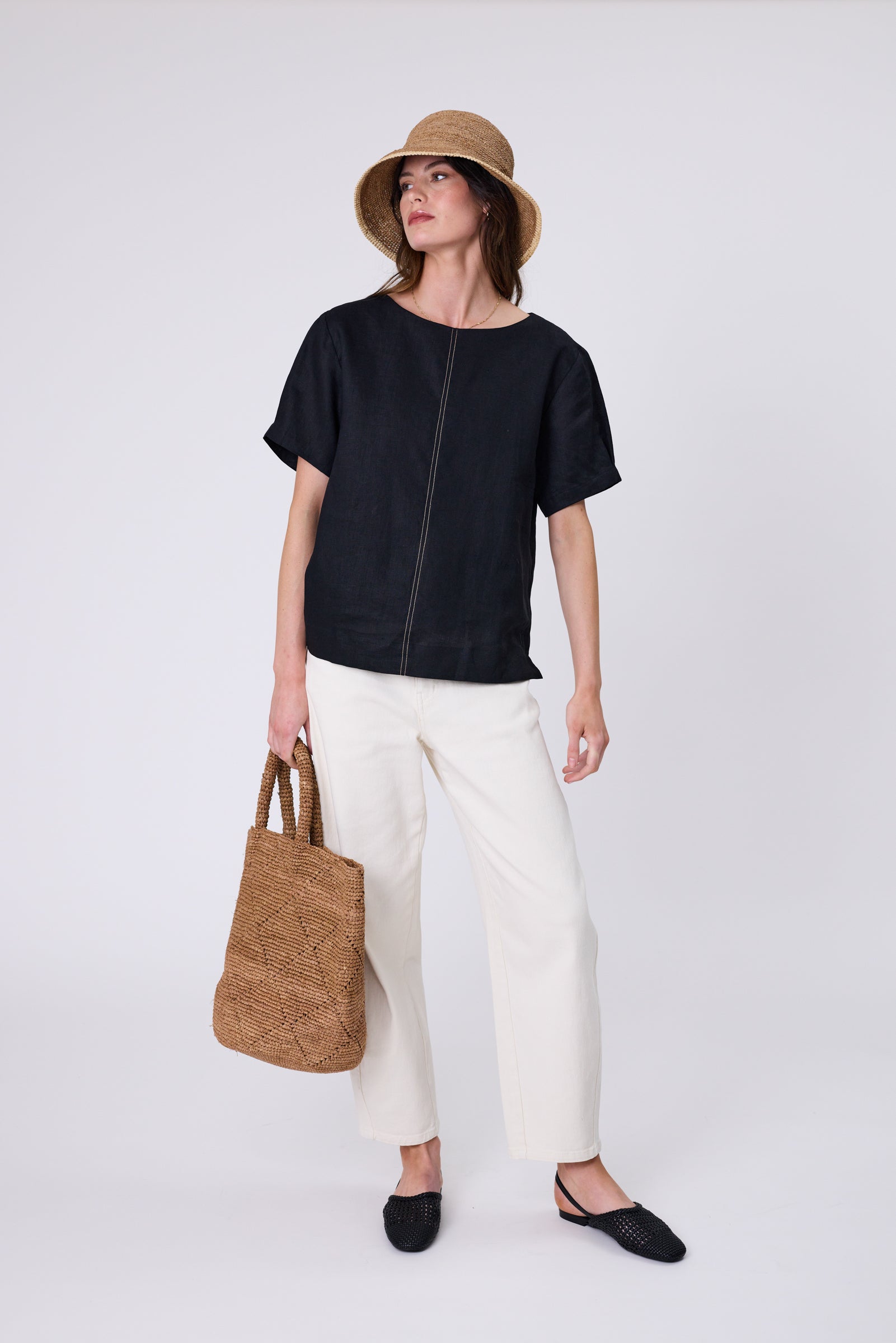 Sable Linen Top - Black