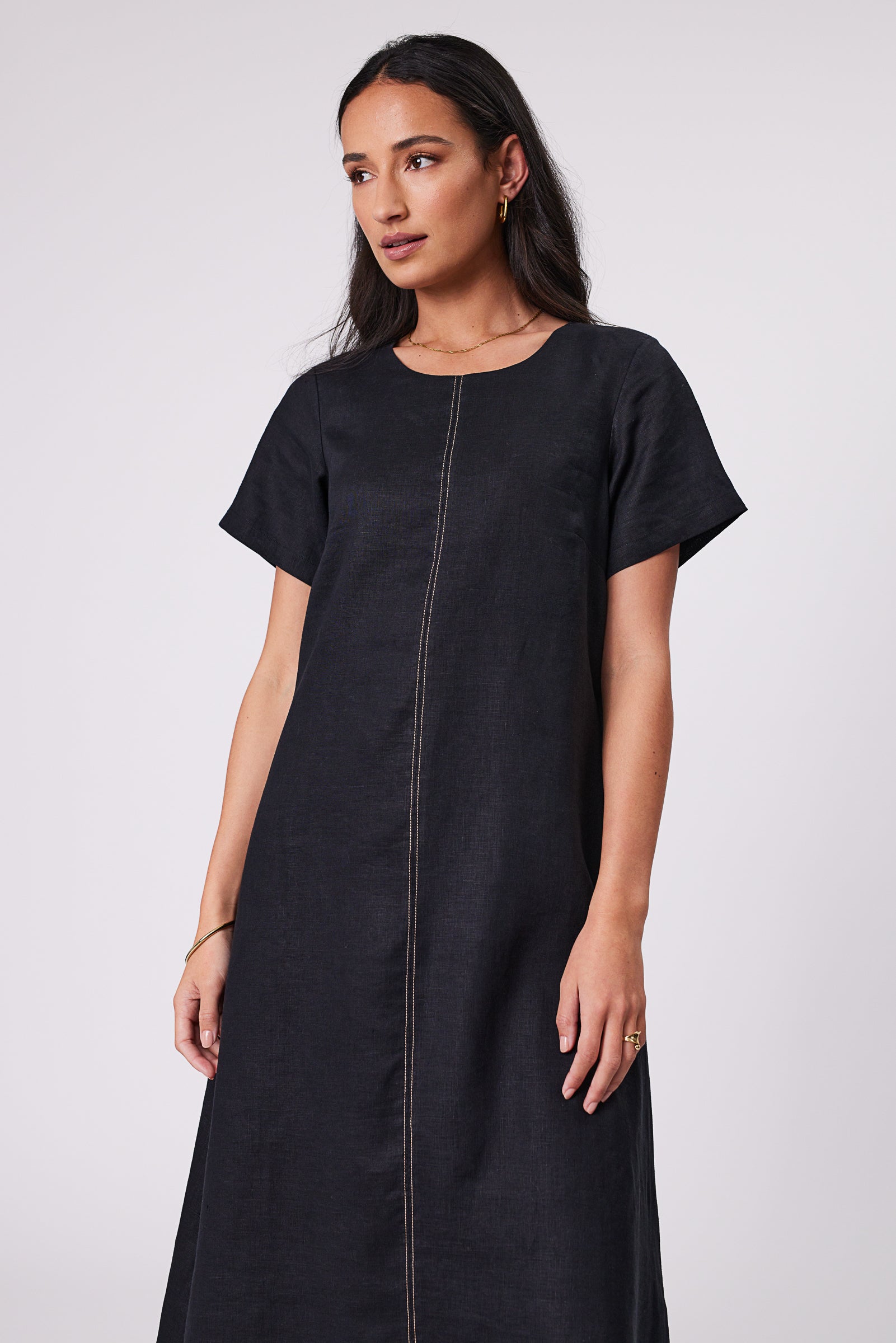 Marlow Sicily Linen Dress - Black