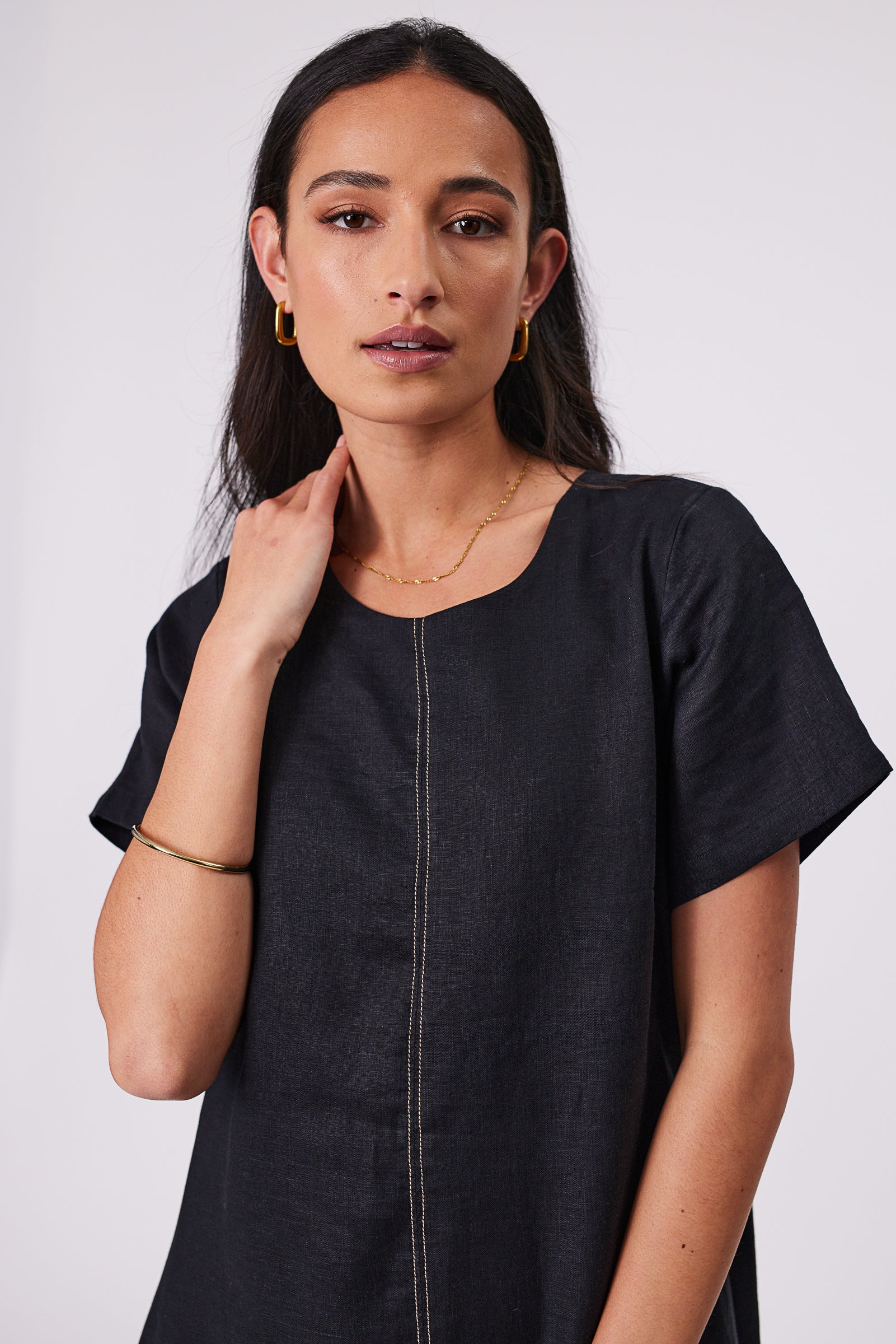 Marlow Sicily Linen Dress - Black