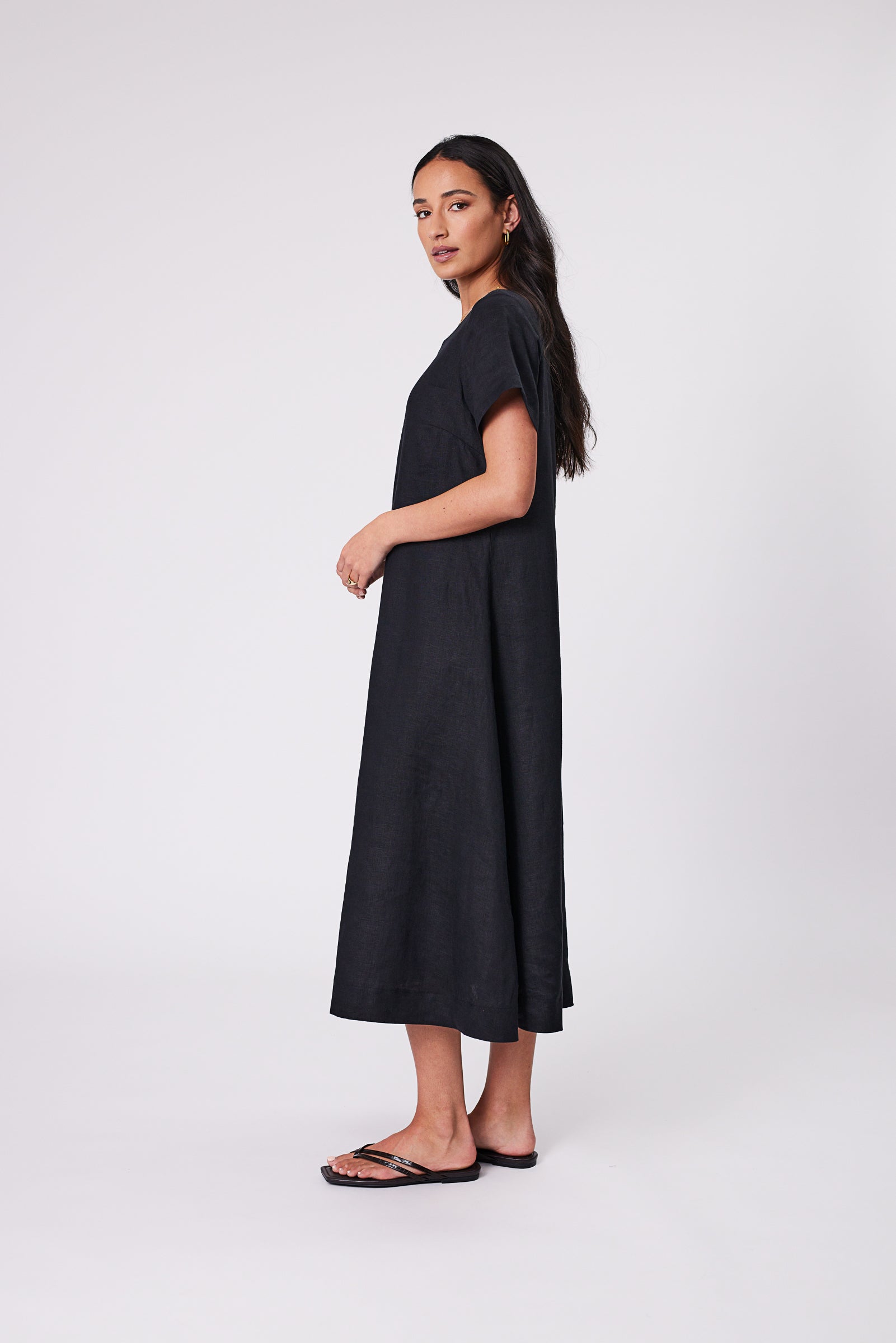 Marlow Sicily Linen Dress - Black