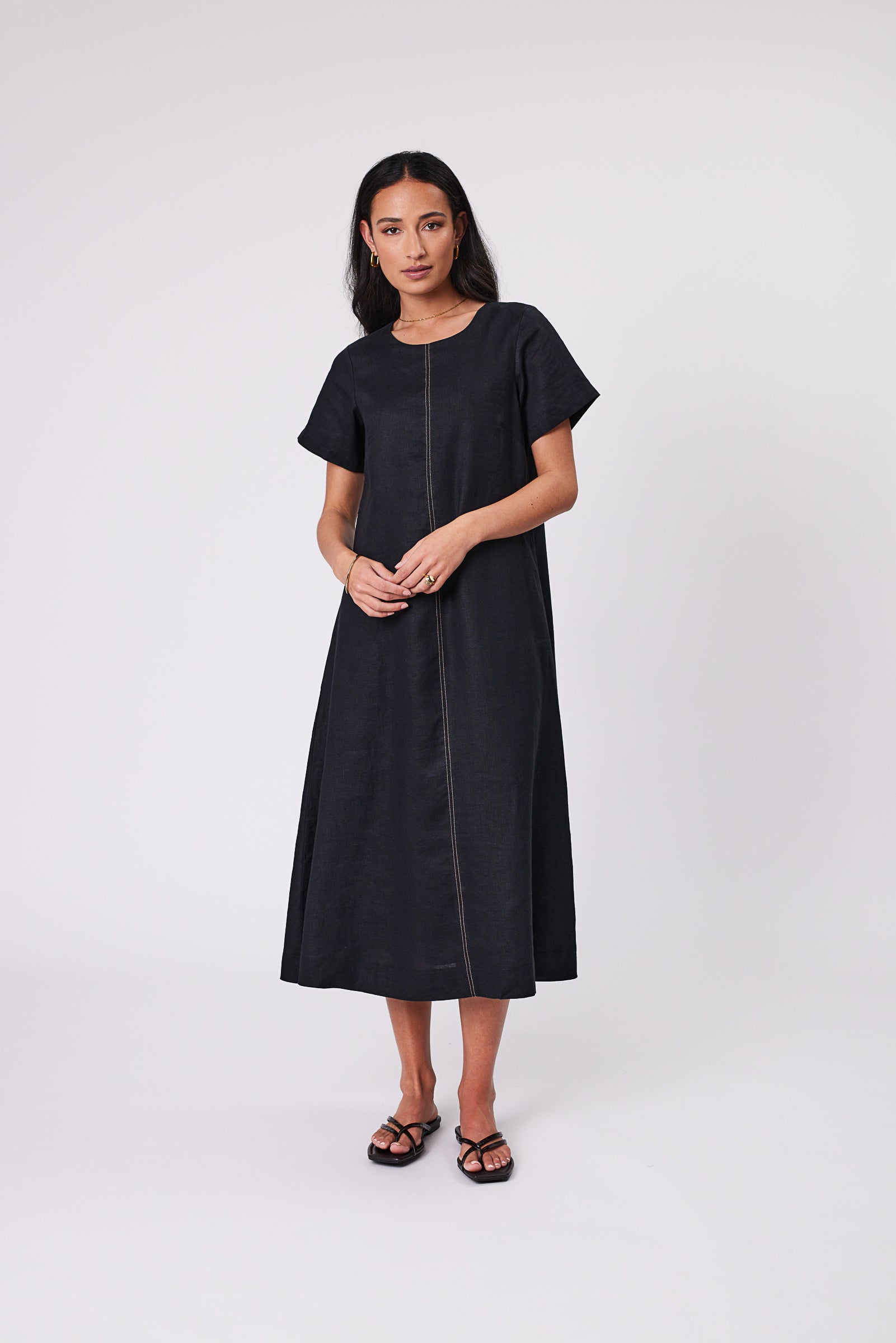 Marlow Sicily Linen Dress - Black